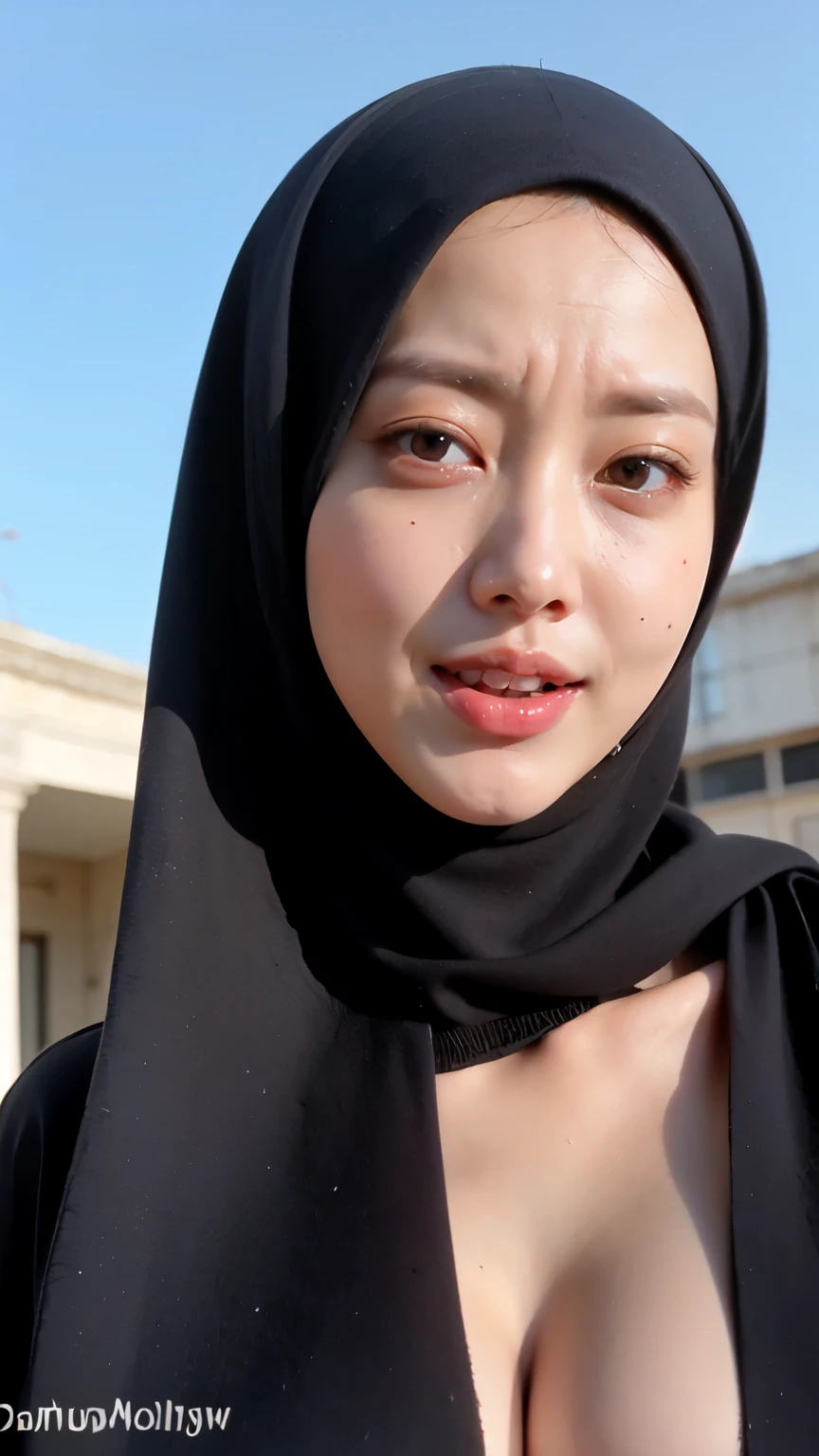Beautiful woman, shape, wide waist, fitting breasts, curvy accentuated booty, ((transparent dress)), striped, standing, photorealistic, Masterpiece, bokeh, summer, nsfw, close up shot of her face and cleavage, hijab, jilbab, colossal tits, naked, wet,(((2 girls hijab naked))), (((having with strangger))), pick up dildo, riding a man ,(((, surrounded by many men and blowjib, , blushing sweat, sweating, ) ) ), ((((( )))))cryng, screaming, ((( 3 time))), ((((full body shoot))))