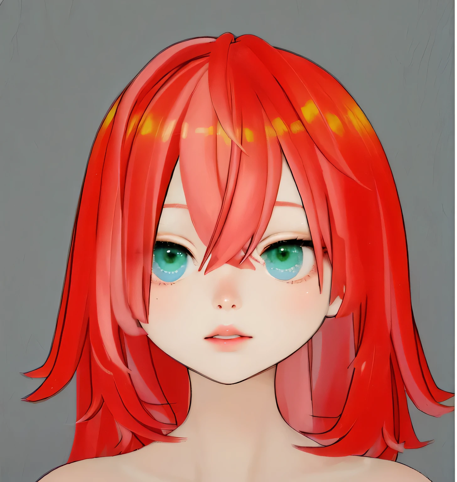 chica anime con cabello rojo y ojos verdes, anime estilo 3d, hecho con estudio de pintor anime, anime estilizado, sombreado plano estilo anime, estilo anime semi-realista, anime estilizado, pintado en estudio de pintor anime, Estilo anime hiper detallado, cara suave de anime detallada, estilo de realismo anime, realistic anime art style, Cabello rosado y ojos cian.