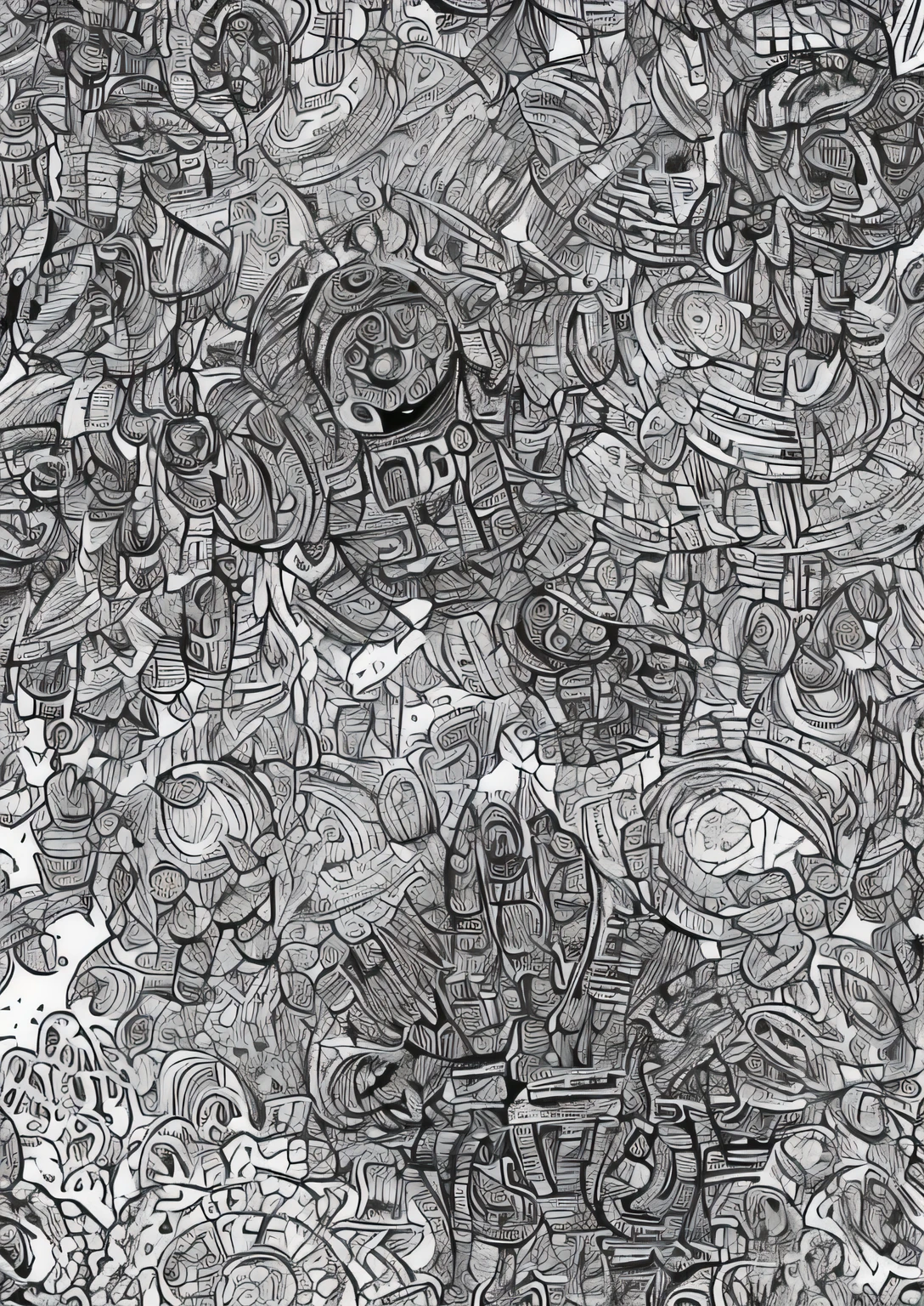 a black and white drawing of a bunch of star wars droid doodles, very detailed digital art, detailed digital drawing, crazy detailed and complex, intricate detailed digital art, hyper detailed line art, phone wallpaper. intricate, insanely detailed linework, intricate digital artwork, dense linework, intense line art, digital intricate art, intricate digital art, highly detailed generative art, intense black line art