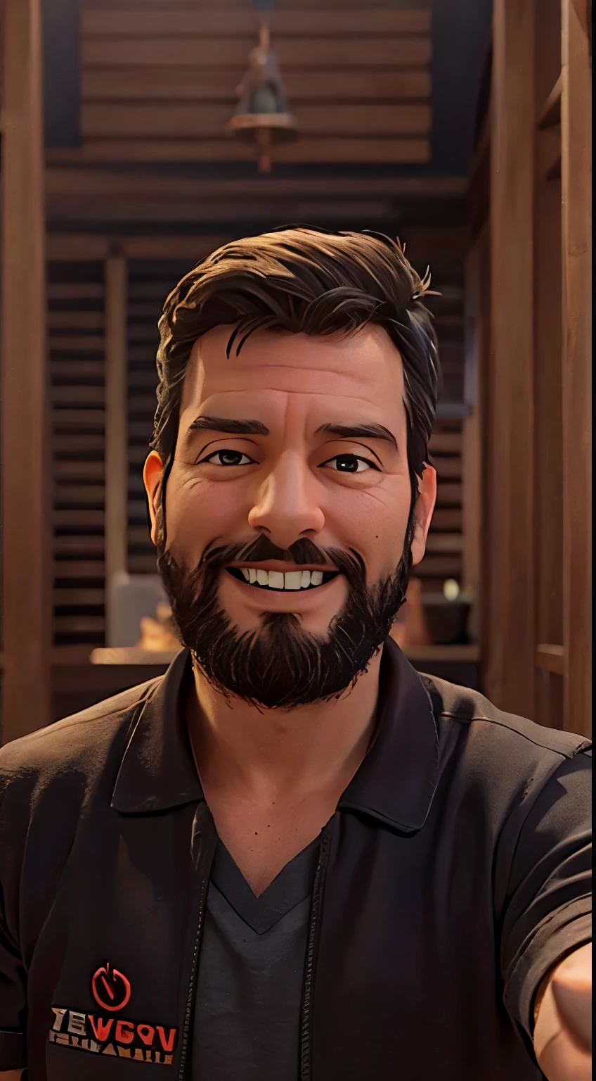 rapaz olhando para foto. Gere em estilo pixar