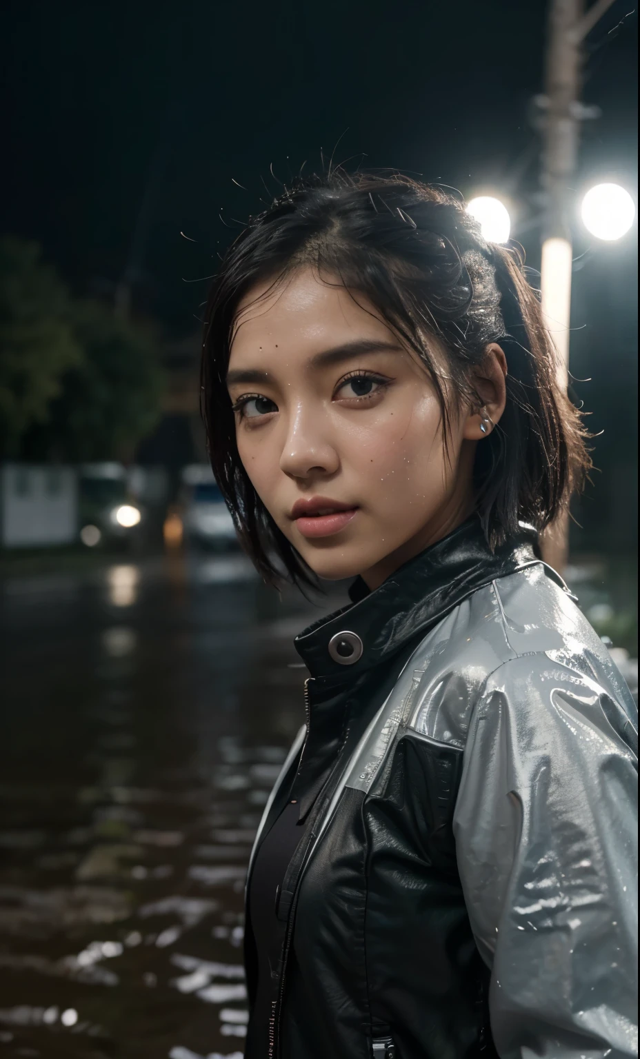 (8k, foto cruda, Mejor calidad, obra maestra:1.2), (Realista, photo-Realista:1.37), Omertosa, 1 chica, (KPOP Idol), (aegyo sal:1), lindo, paisaje urbano, lluvia, wet, professional lighting, mapeo de fotones, radiosidad, physically based rendering,,