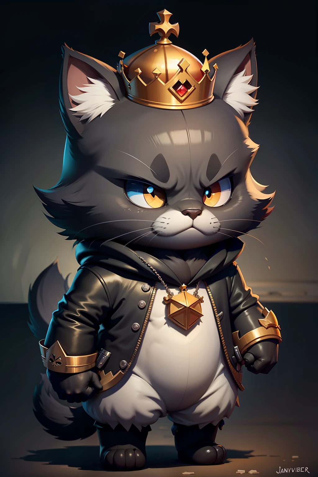 C4tt4stic，wearing a crown、i have a scepter，Cartoon black cat in pope costume，