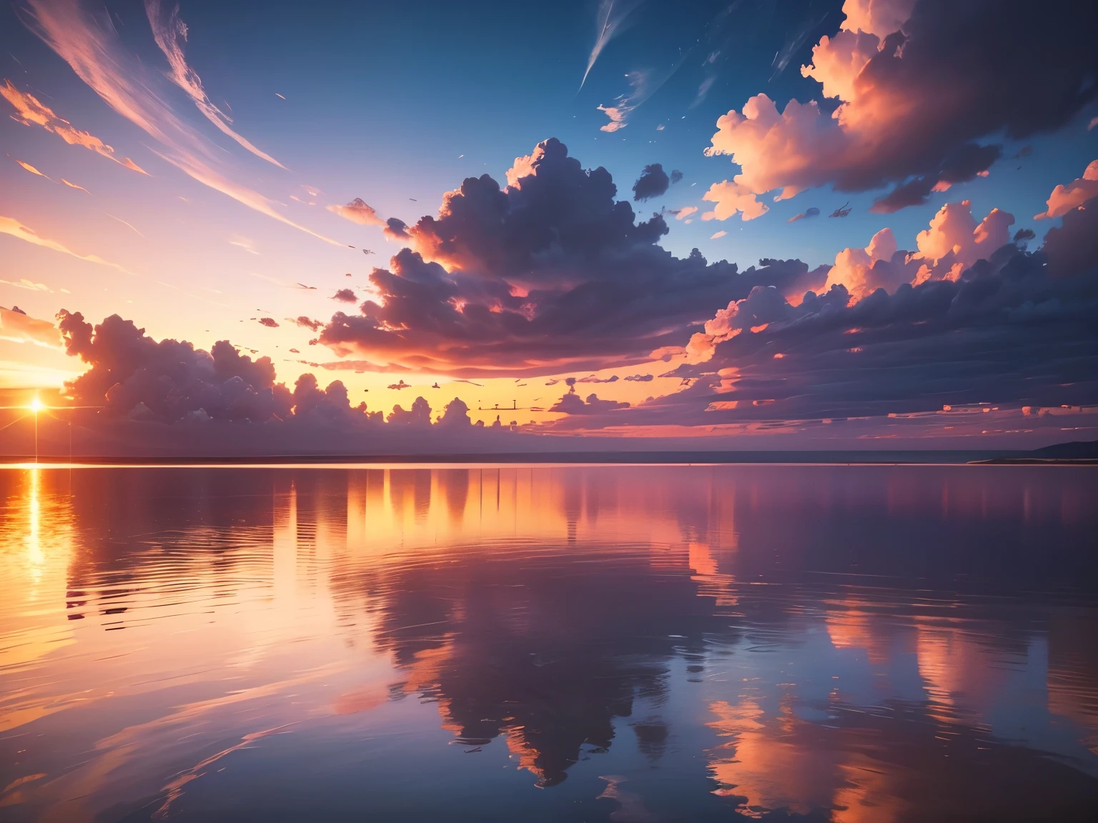 Altocumulus Lenticular Seaside Sunset Ultra Clear Rich Detail 8K