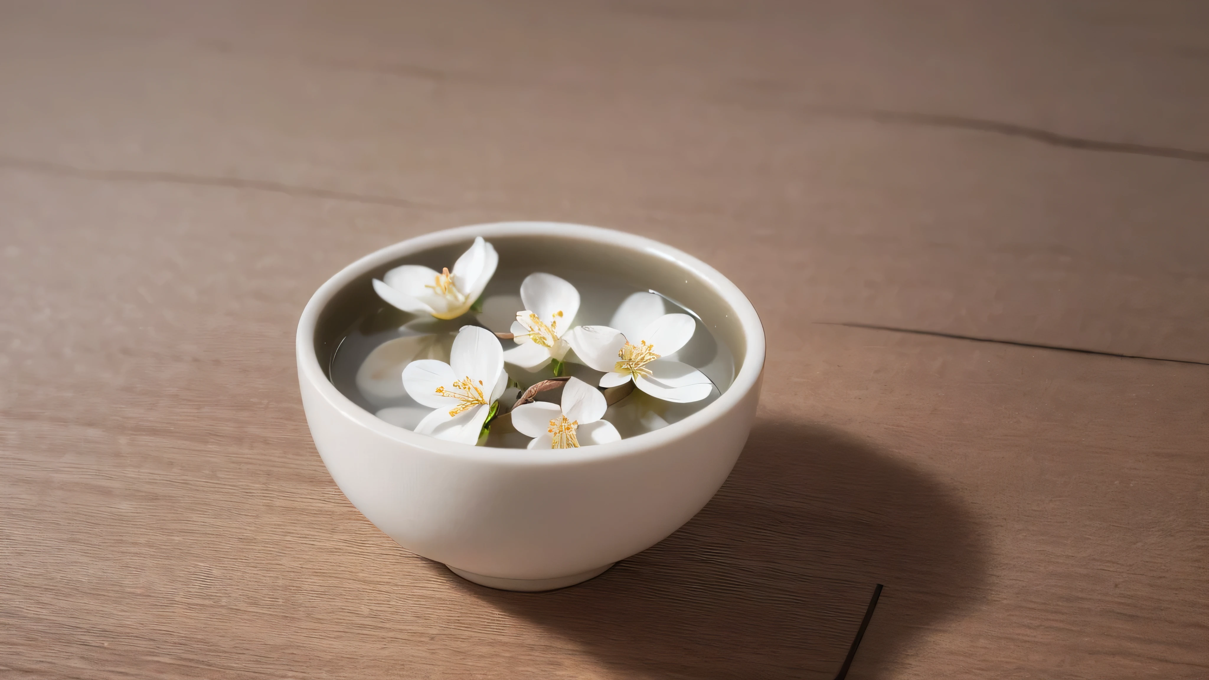 Single white plum blossom.質樸Tea具.Tea.喝Tea.(center).zen style,Minimalism,Depth of field effect,8k,wallpaper,masterpiece,Highest image quality,The angle is different.ultra high definition, high quality, anatomically correct, masterpiece