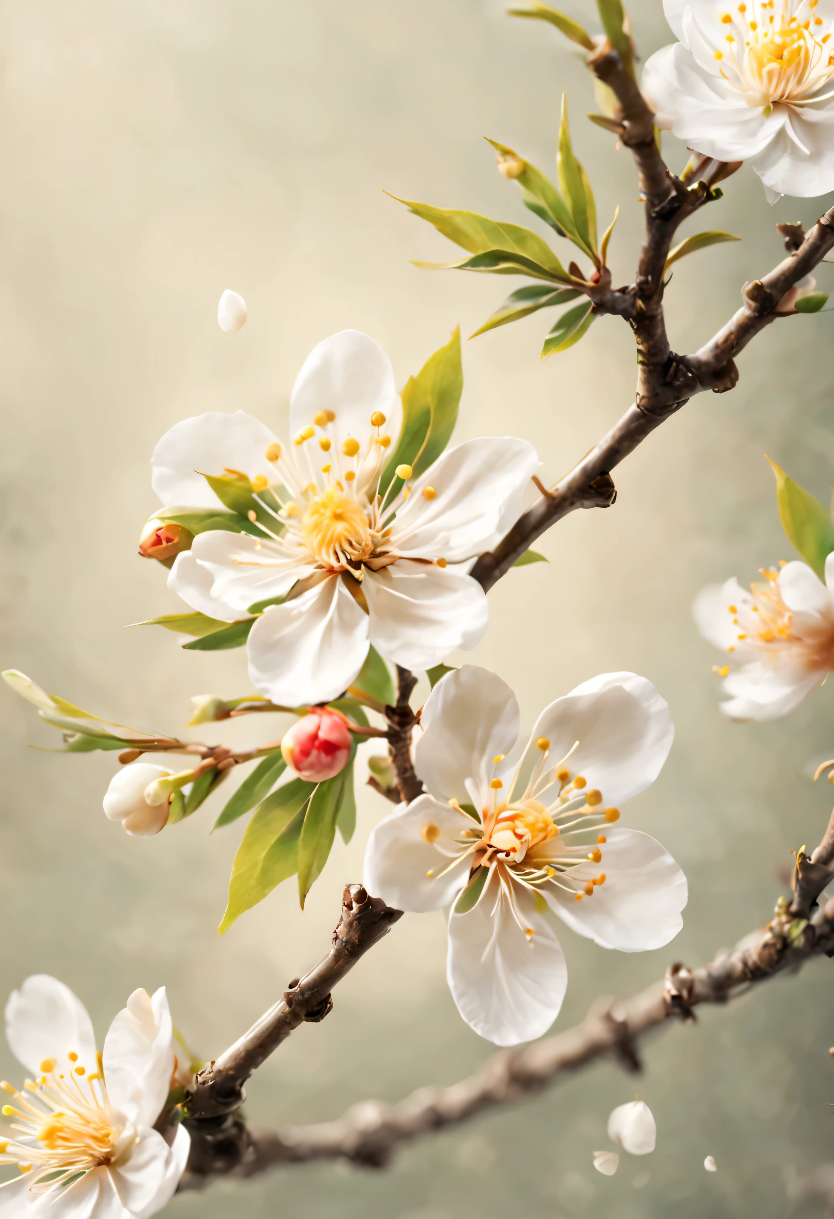 Single white plum blossom.質樸Tea具.Tea.喝Tea.(center).zen style，Minimalism，Depth of field effect，8k，wallpaper，masterpiece，Highest image quality，The angle is different.ultra high definition, high quality, anatomically correct, masterpiece