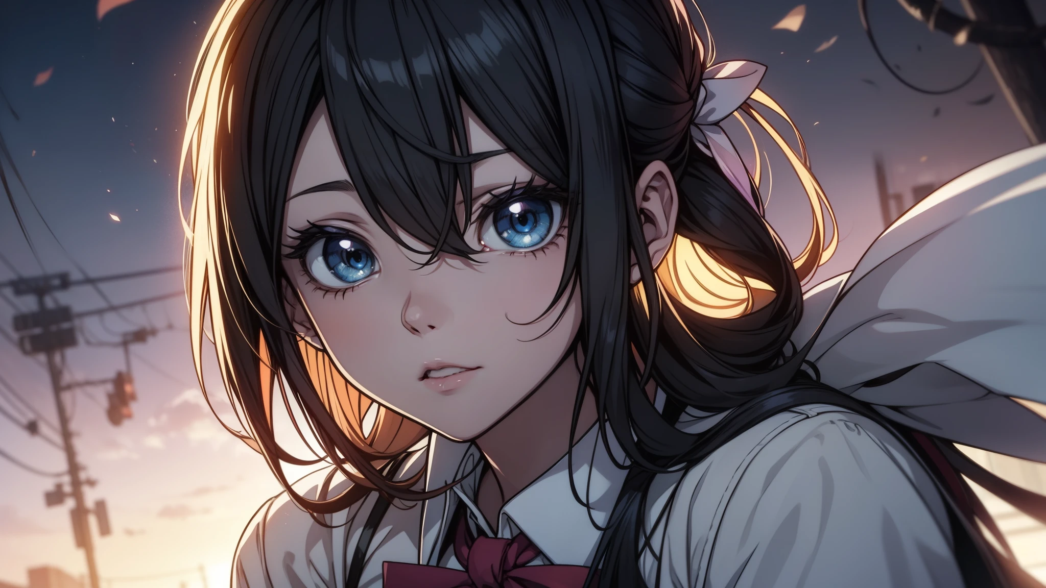 Chica anime con ojos azules y camisa blanca y corbata azul., estilo anime 4k, Fondo de pantalla de arte anime 4k, Fondo de pantalla de arte anime 4K, fondo de pantalla de arte anime 8 k, Fondo de pantalla animado 4K, hermoso retrato animado, fondo de pantalla animado 4k, Fondo de pantalla animado 4K, ojos azules brillantes, anime moe art style, hermosa chica anime, arte de anime digital detallado