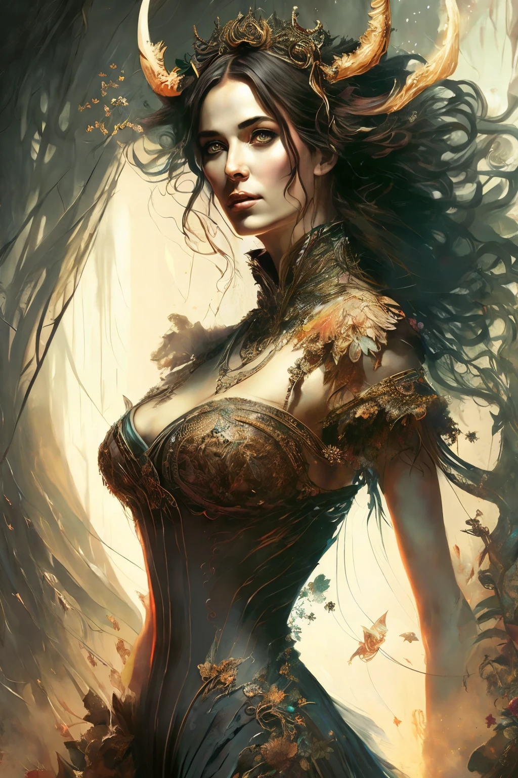 Emily Rudd is a vampire queen, redhead, sitting in a throne, pale skin, messy hair, Full body, Beautiful anime waifu style girl,hyperdetailed painting, luminism, art by Carne Griffiths and Wadim Kashin concept art, dark background, abstract beauty, approaching perfection, pure form, golden ratio, minimalistic, dark atmosphere, unfinished, concept art, by Brian Froud and Carne Griffiths and Wadim Kashin and John William Waterhouse, intricate details, 8k post production, high resolution, hyperdetailed, trending on artstation, sharp focus, studio photo, intricate details, highly detailed, by greg rutkowski