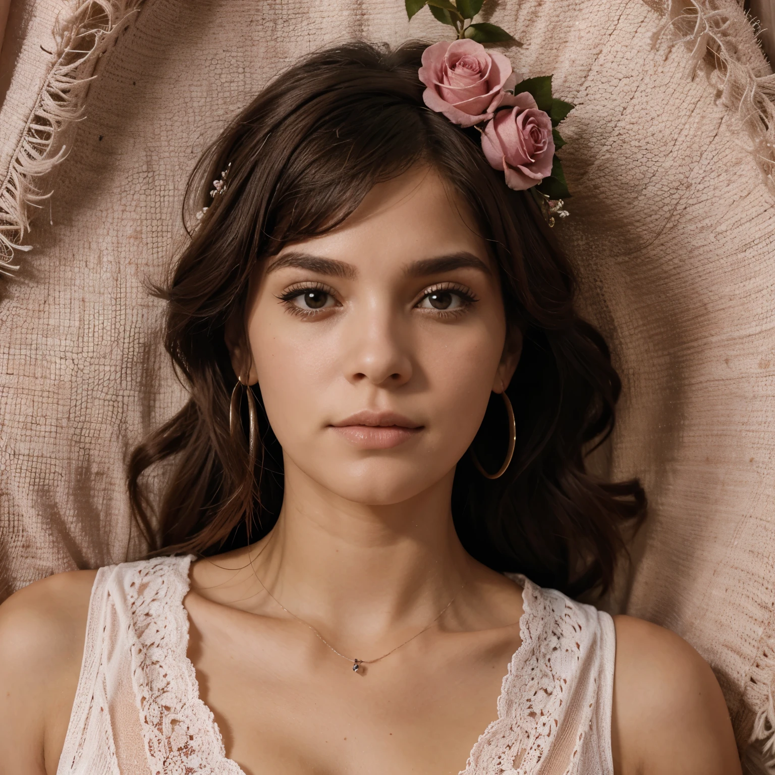 Crie uma personagem junto a uma rosa gigante, ela luta contra a flor e vence