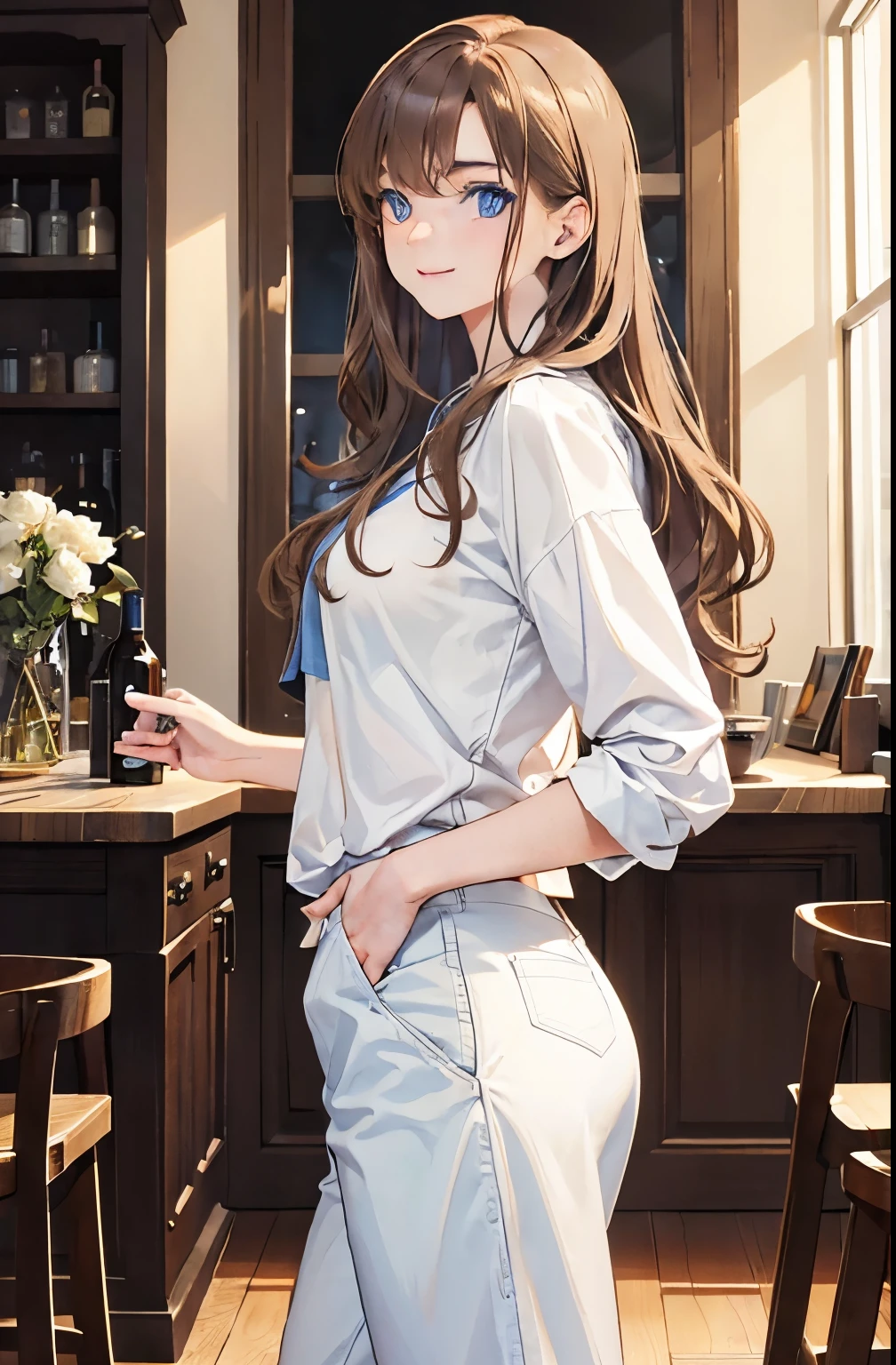 Ultra realistic 9 years old, girl, obra maestra, mejor calidad, alta calidad, defined, detailed, HD, (piel morena), ojos definidos, ojos cafes intensos, long eyelashes, small mouth, sonrisa, :D, very long hair, pelo liso, pelo oscuro, cuerpo reducido, bosom barely contained, big breasts, sexy, posando foto, estudio, ropa interior, flower, sin sostenes, no bra, excitada, pezones erectos, libros, sentada, leyendo, nice view, full body, nice body, pink, camisa blanca, camisa ajustada, abierto, mojada, chorreada, caliente, tight, sonrojada, nice legs, no socks, sin flequillo, peinada hacia atras, nice arms, hands back, lean ass, cover breasts