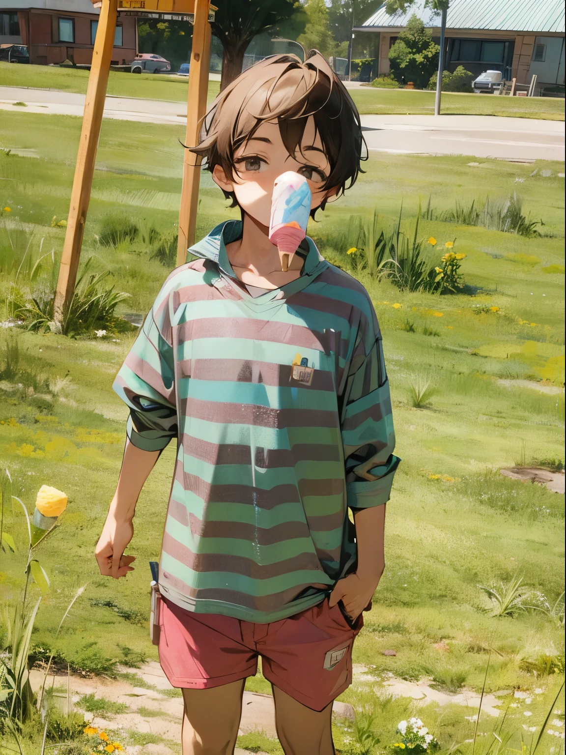 Boy standing with a icecream i want it animated