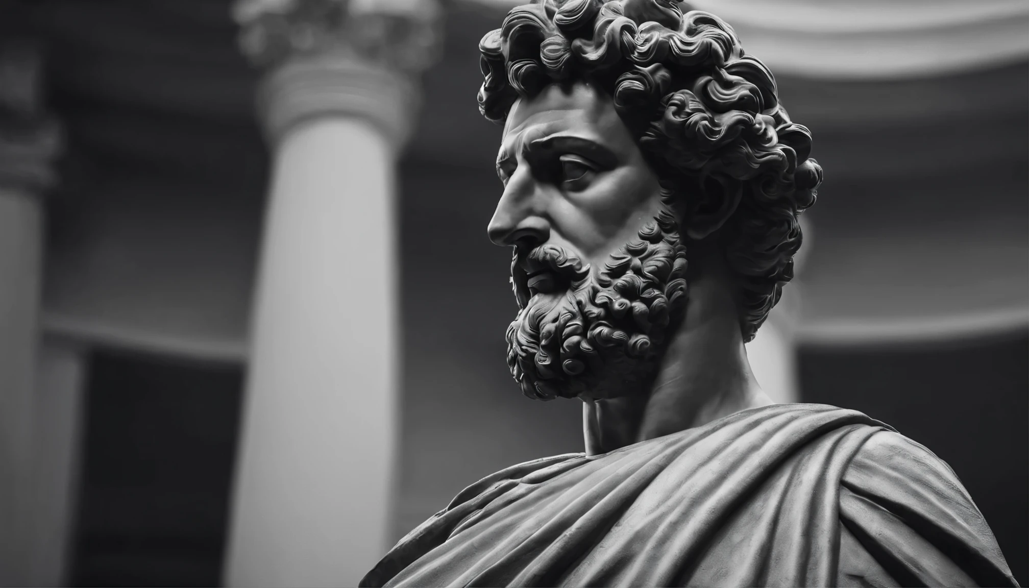 (portrait,statue,Marcus Aurelius,black and white:1.2,4K,full body,strong,muscular,topless,paper texture,super realistic)