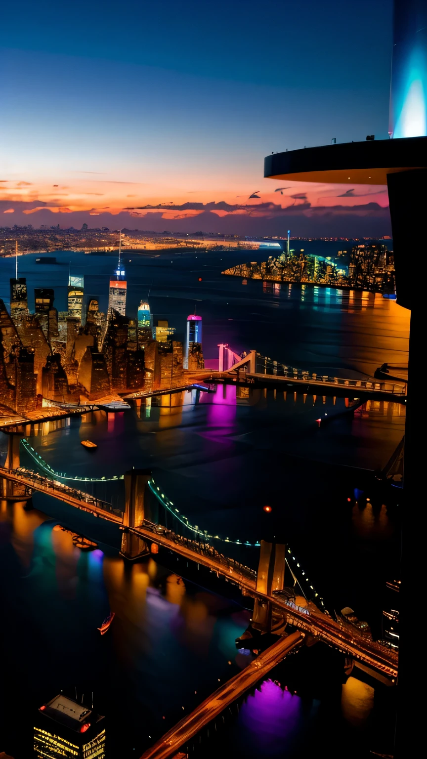 cidade nova york, luz de neon, 4 k