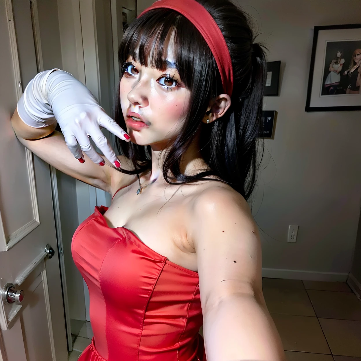 Araffe vestida con un vestido rojo con sangre en la cara., Anime de cosplay, Anime Girl Cosplay, Gapmoe Yandere, rin tohsaka, cosplay profesional, cosplay, Faye Valentine de Cowboy Bebop, inspirado por Rumiko Takahashi, cosplay completo, as an personaje animado, personaje animado; arte de cuerpo completo, Foto cosplay, yandere, inspirado en anime, blackpink, blackpink jennie, Jennie kim, Jennie blackpink