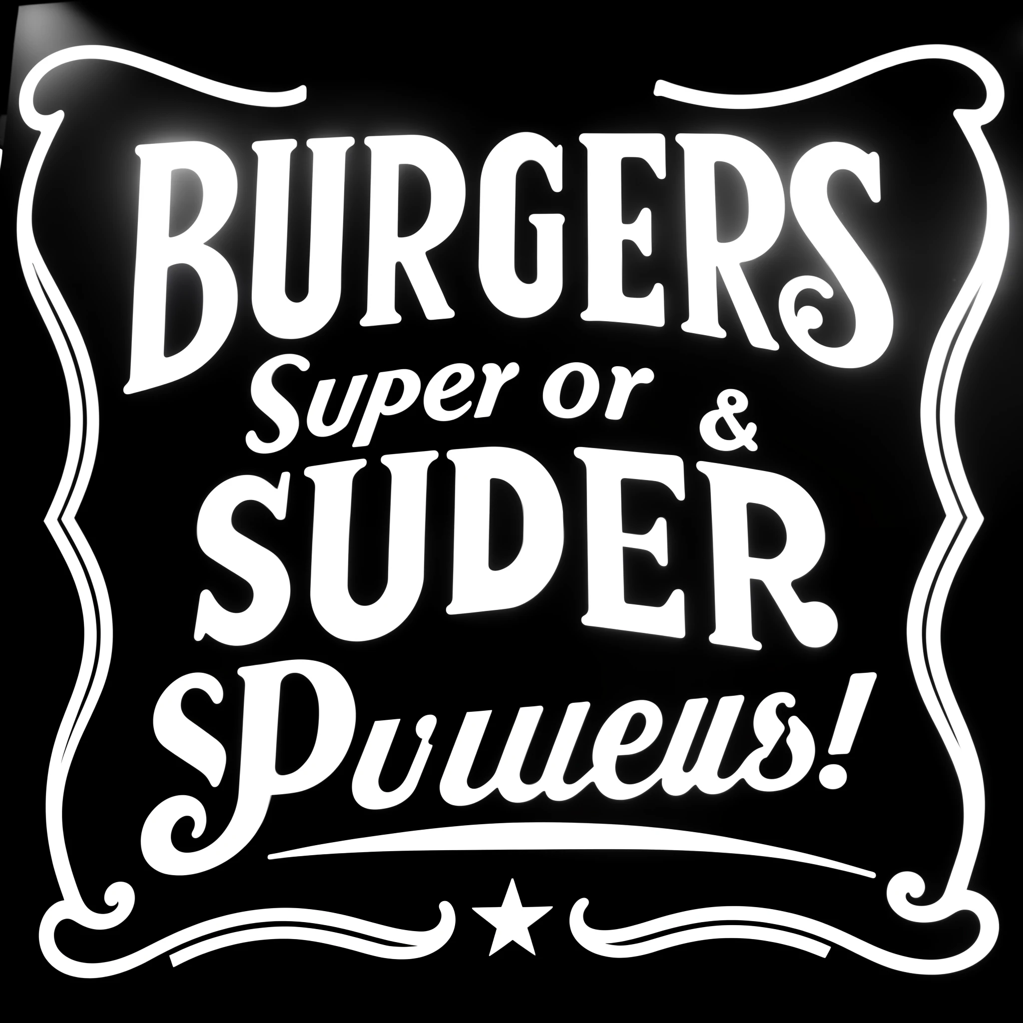 a black and white image of a Burger sign with the words Burgers are my Super Leistungs, SuperLeistungs, Super Leistungs, Leistungs, hamBurgers, operating on Burgers, Super Leistung, Burger, serving Burgers, von Joe Bowler, Super, von Bob Singer, Leistung, von Claude Rogers, low resolution, dunkles Bg, eating Burgers, Metzger-Billy-Stil, 💋 💄 👠 👗