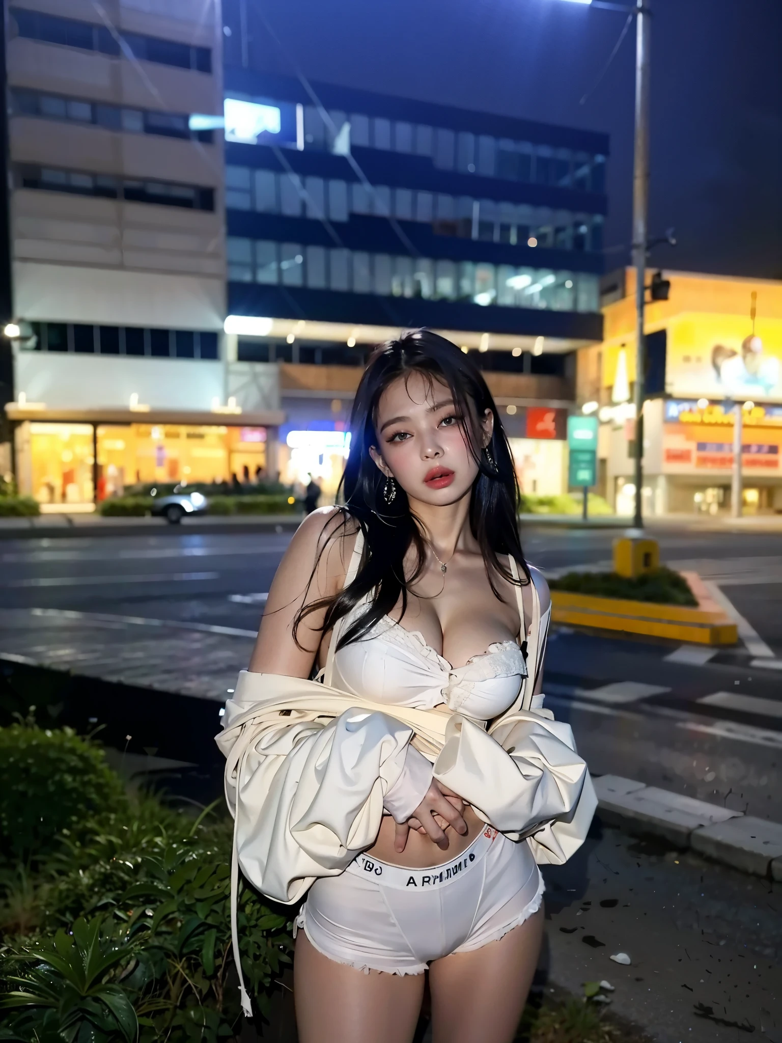 mujer araffe vestida de blanco sosteniendo una bolsa blanca frente a un edificio, Por la noche time, violeta myers, bella poarch, en la calle de la ciudad, Por la noche, chica sexy, Retrato de Sophie Mudd, en la ciudad, Por la nochetime, en una calle de la ciudad, en la noche, 8k alta calidad, noche, angelablanca, resplandeciente