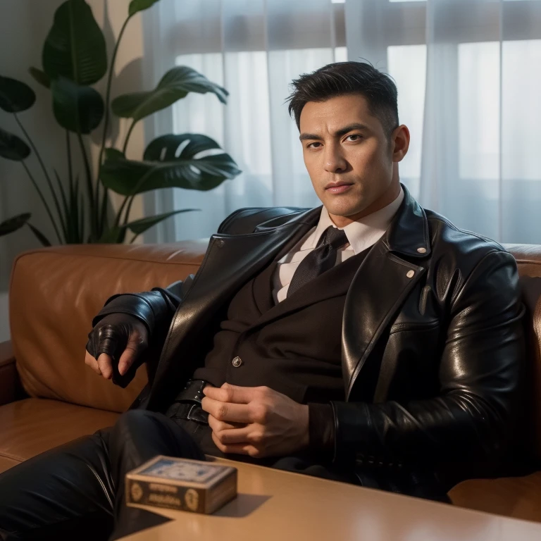 30 years old,daddy,"shiny suit ",Dad sat on sofa,k hd,in the office,"big muscle", gay ,black hair,asia face,masculine,strong man,the boss is,handsome,sex,leather gloves,lecherous dad,look straight ahead,"dad is handsome","gay dad","handsome"