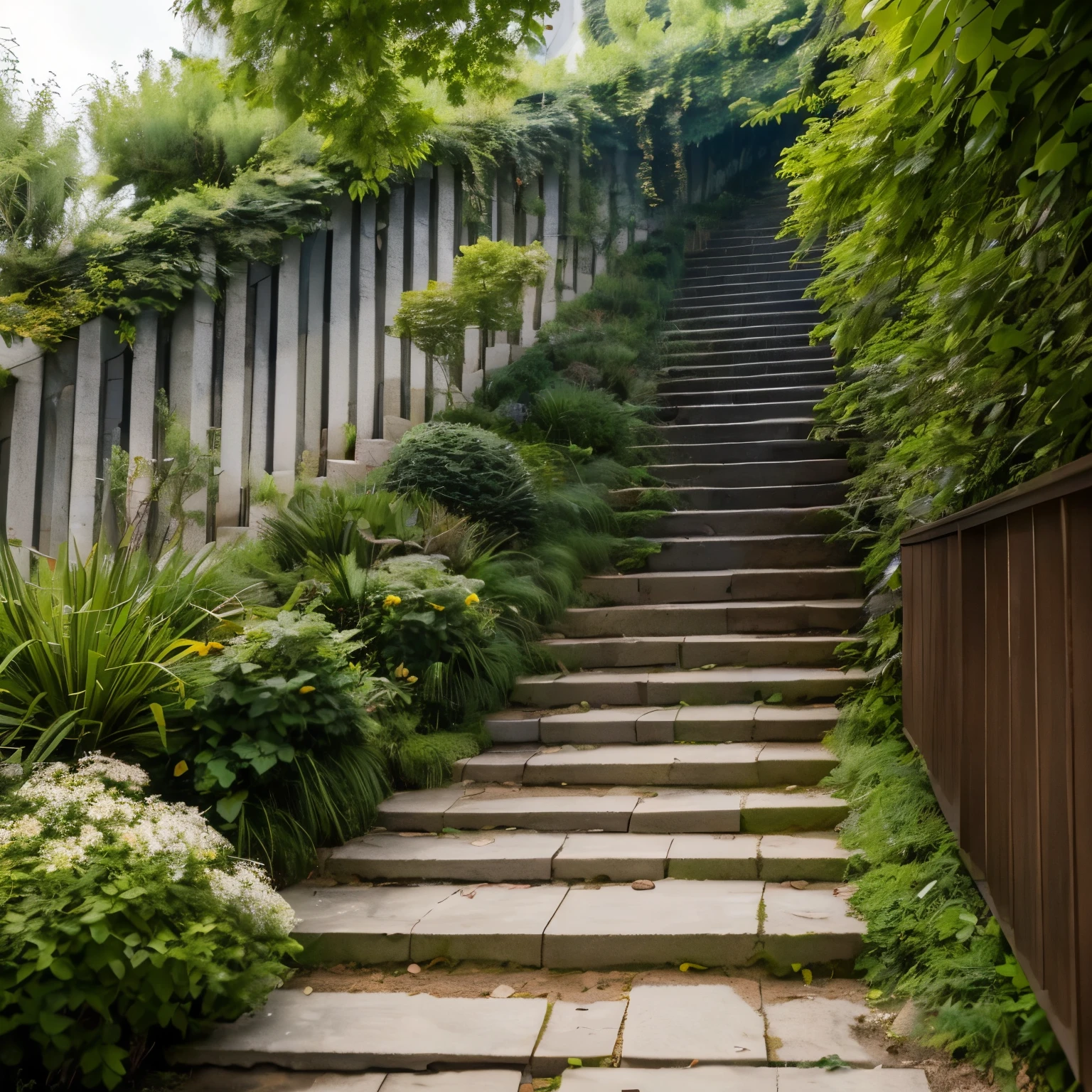 Man seen from behind climbs the golden steps of a staircase that goes up to a sky of banknotes 