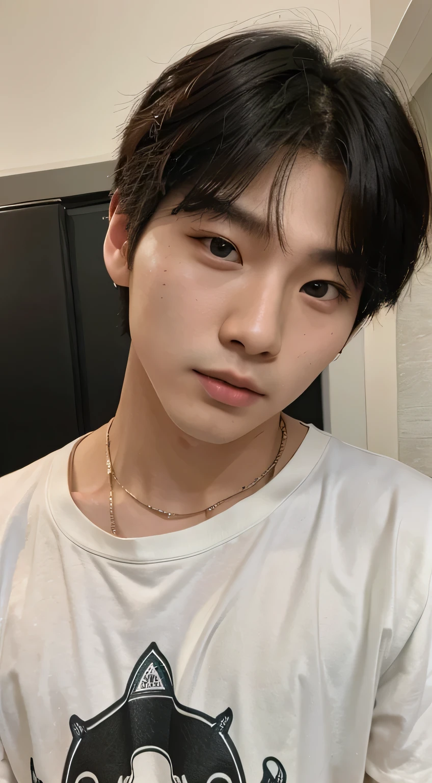 Um coreano de 21 anos, Estilo do cantor BTS, Foto frontal, apenas o rosto dele,