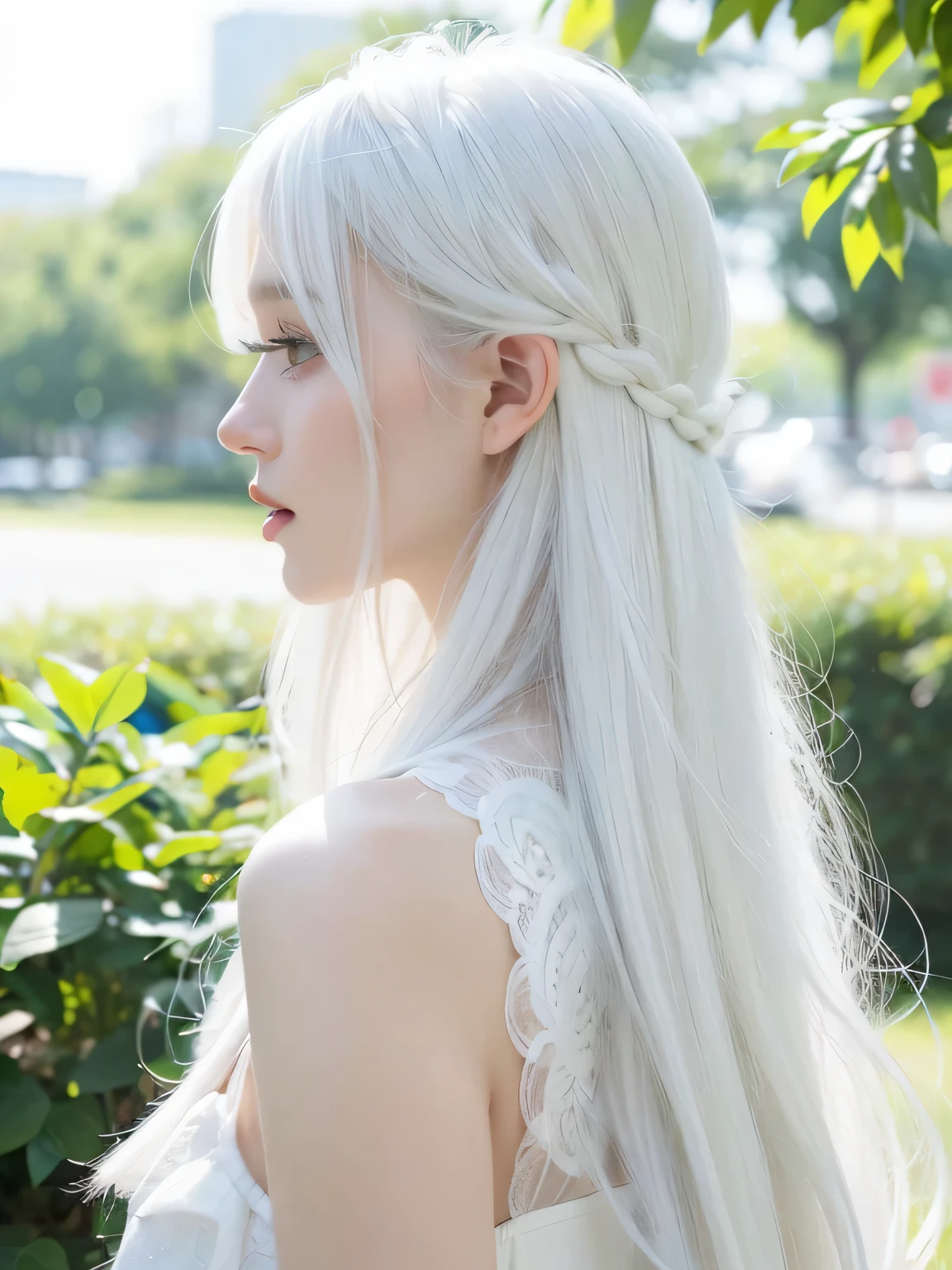 Estilo anime, 2D, chica anime, hermosa, gran culo ,2D, de espaldas, mini shor ajustado, culo grande, cabello medio largo, cabello color blanco y negro,