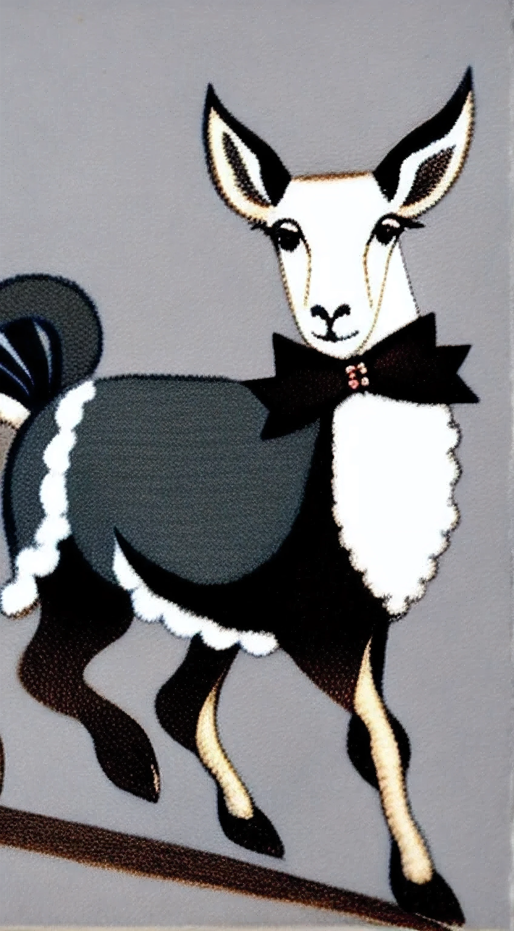 araffe running with a ribbon around its neck, an illustration of by Steve Brodner, shutterstock contest winner, renaissance, sardax, official illustration, sheep, pen - and - ink illustration, pen-and-ink illustration, published art, black and white illustration, lamb and goat fused as one, (pen), an illustration, concept piece