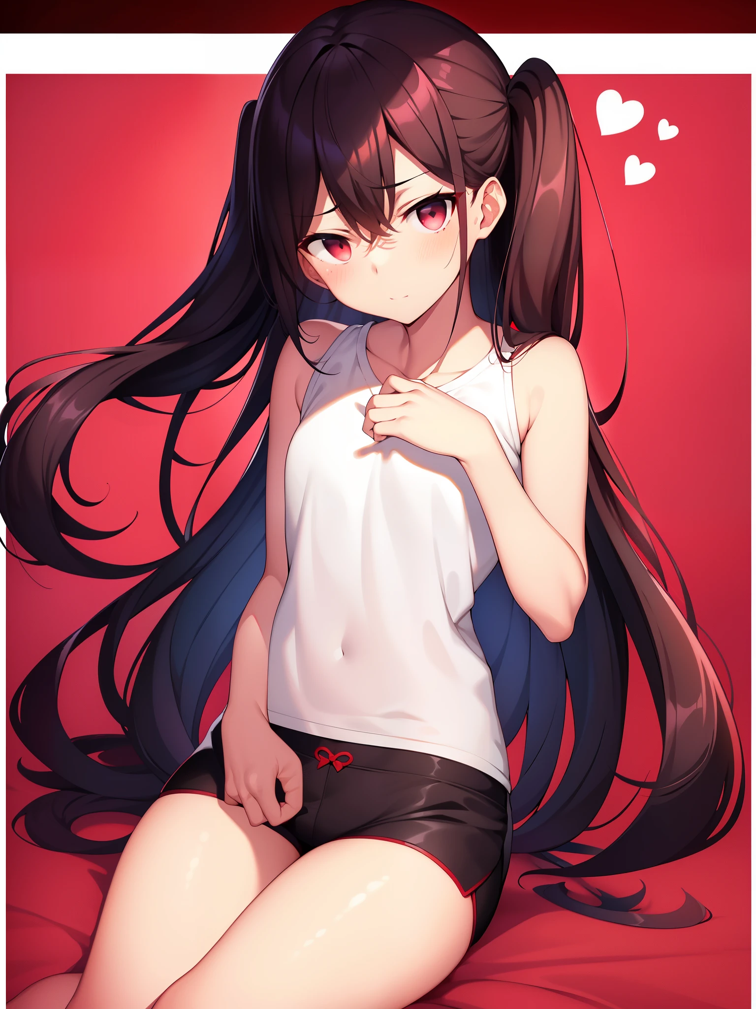
Komishoko、Pixal style、(Dark red rectangular background with white border：2.5)、shirt、abs、Seven points shoulder、C cup、ultra shorts、black stockings、high detail、Moles under the eyes、heart eyes、love pupil、fleshy thighs、High Depiction、delicate face
