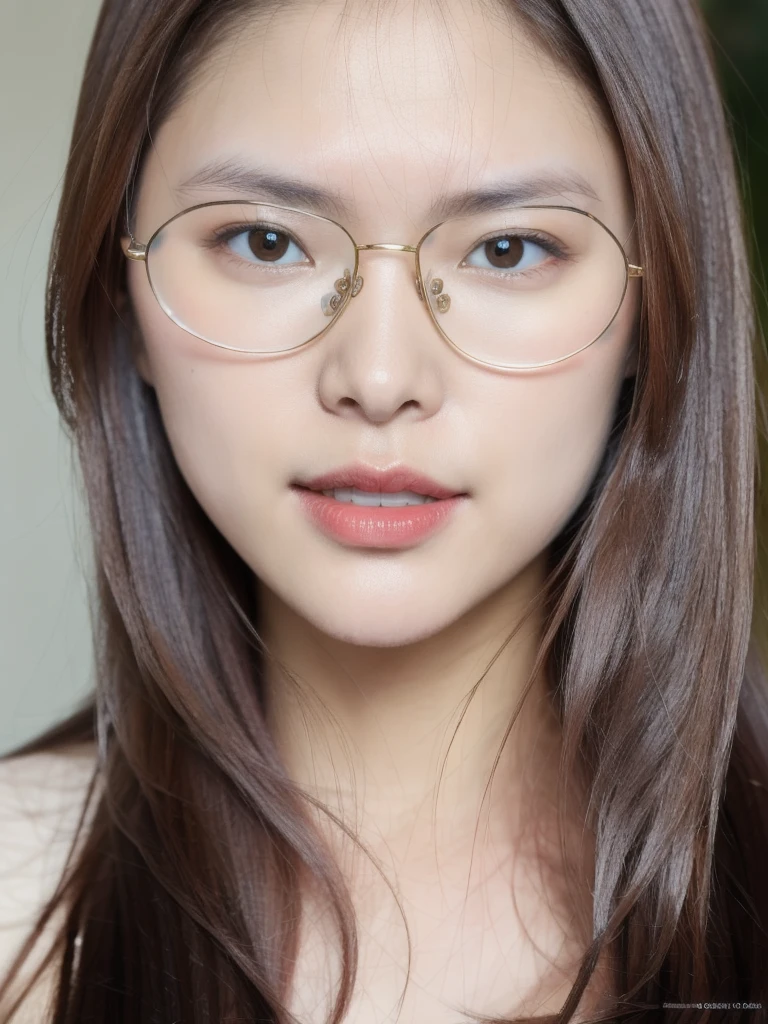 (realistic、masterpiece、Best Quality、8K、highres、high resolution:1.3)、1 girl、Big breasts、white bikini、glasses、looking at viewers、super fine face and eyes、long hair、upper body、