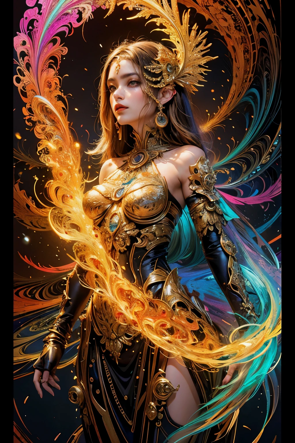(obra de arte, maximum quality, melhor qualidade, arte oficial, beautiful and aesthetic:1.2), (1 garota bruxa), extremamente detalhado,(arte fractal:1.3),colorida,mais detalhado,fundo pentagrama de fogo