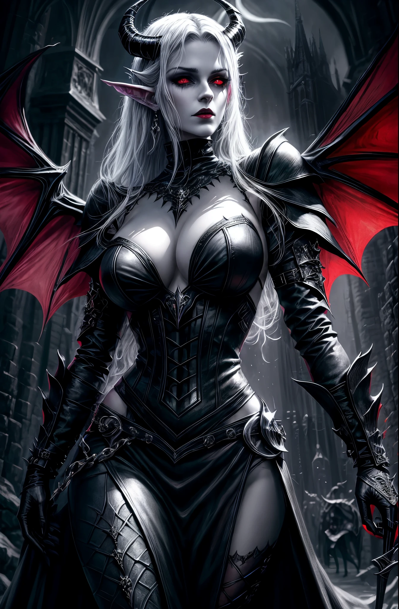 arafed woman in a black outfit with horns and a dragon, succubus | medieval, dark fantasy style art, in style of dark fantasy art, dark fantasy art, beautiful succubus, gothic fantasy art, female vampire warrior, dark elf, dark fantasy style, dark fantasy digital art, beautiful dark elf countess, beautiful elegant demon queen, fantasy dark art