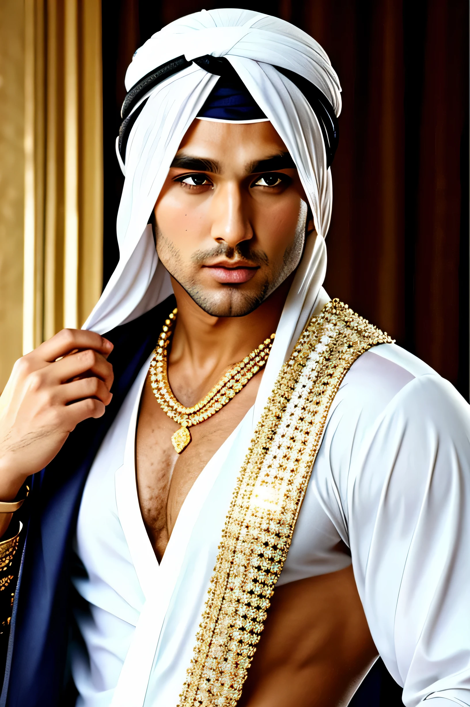 homem loiro, Turbante, xeque, xeque, Arabia, joia, musculoso, badboy, terno, mafioso, parece ruim