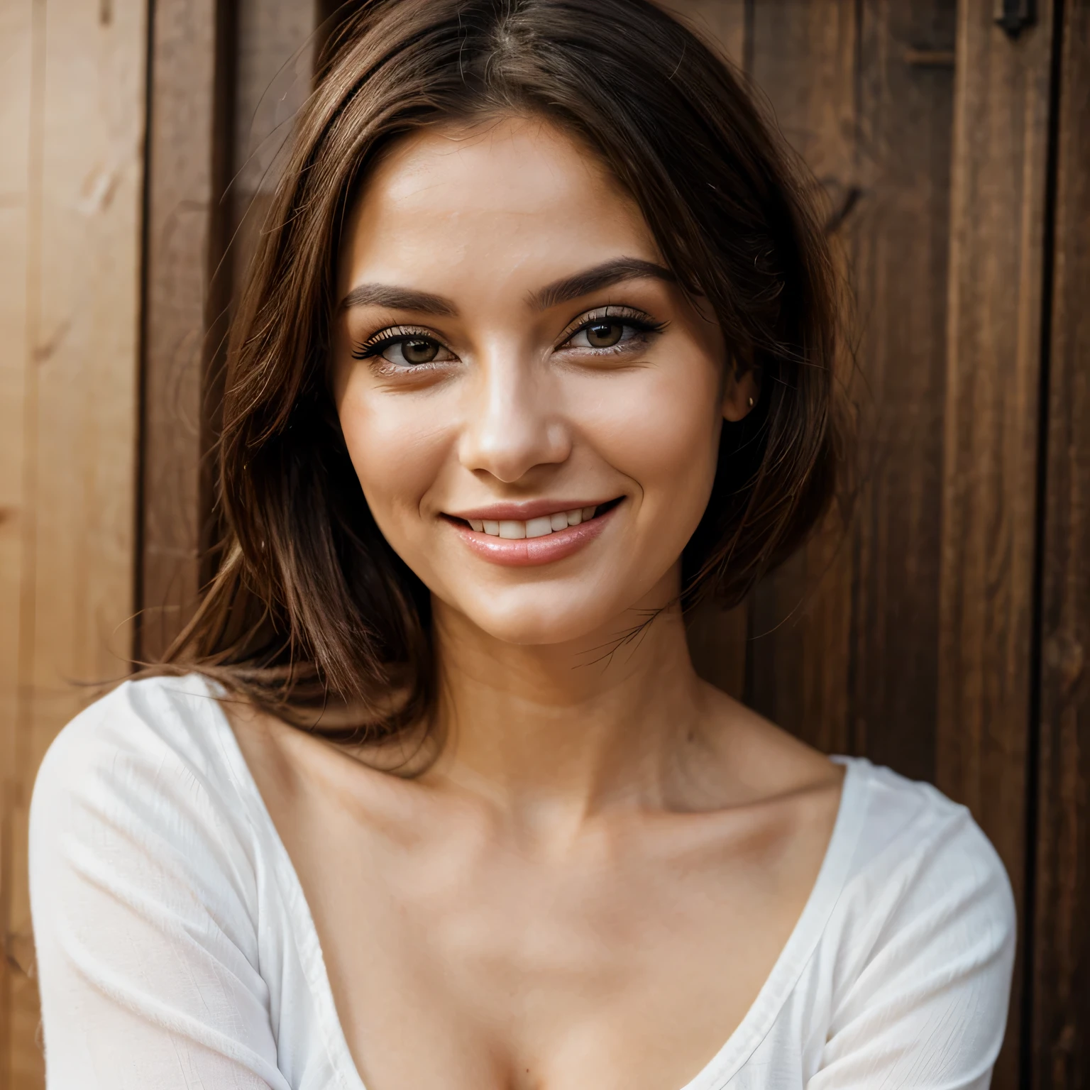 woman with make-up smilling