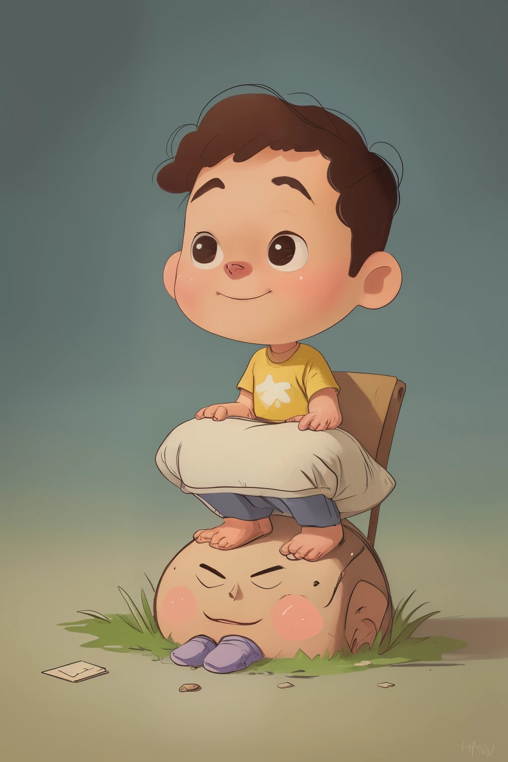 a big head on the ground that weighs heavily