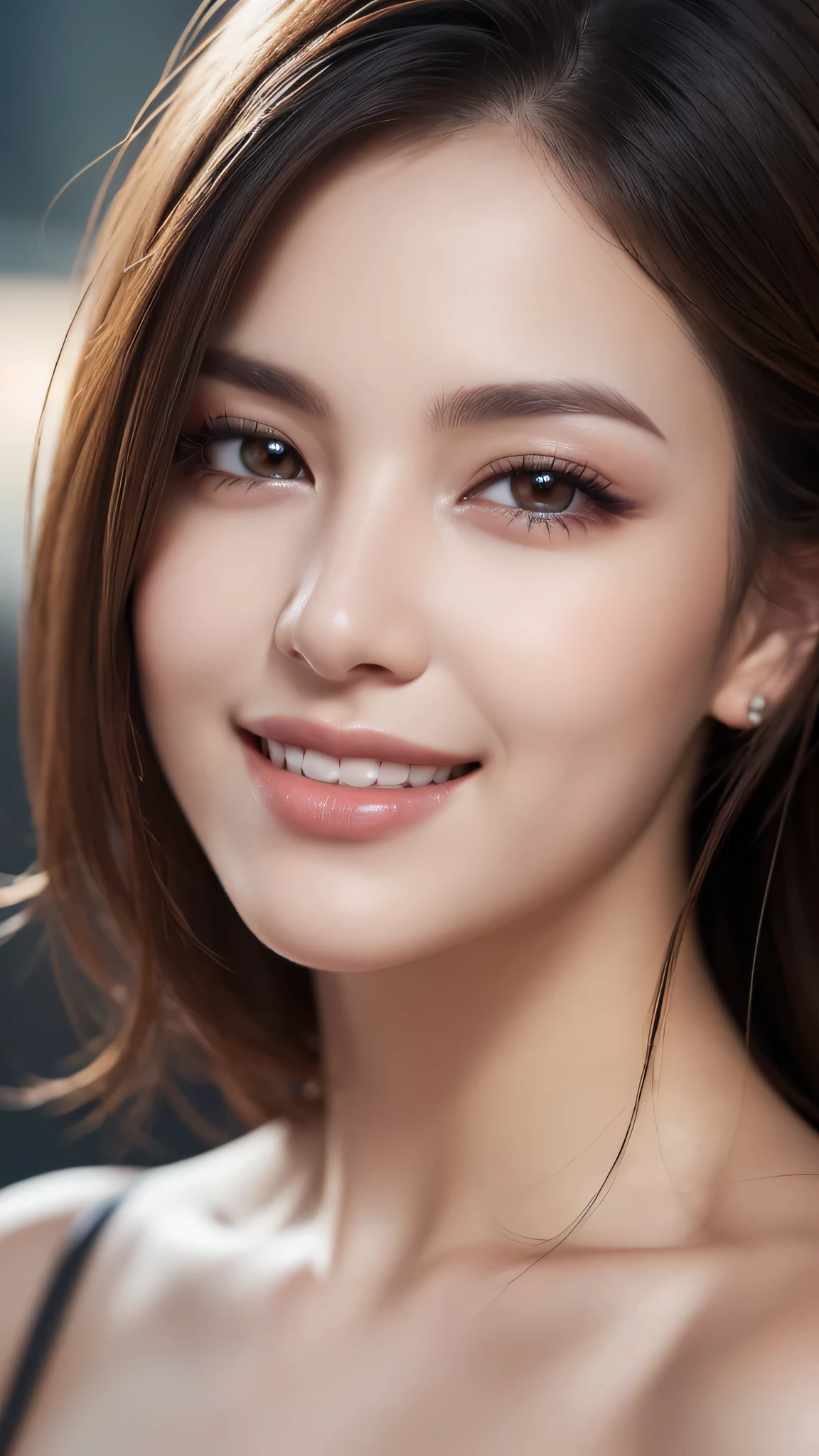 1woman, (Ultra realistic, high res), (highly detailed eyes, highly detailed hair, highly detailed face, highly detailed plump lips), (off shoulder), upper body, caute smile, (best quality:1.4), Raw photo, (realistic, photo-realistic:1.37), professional photography, cinematic light, (fine face: 1.2),