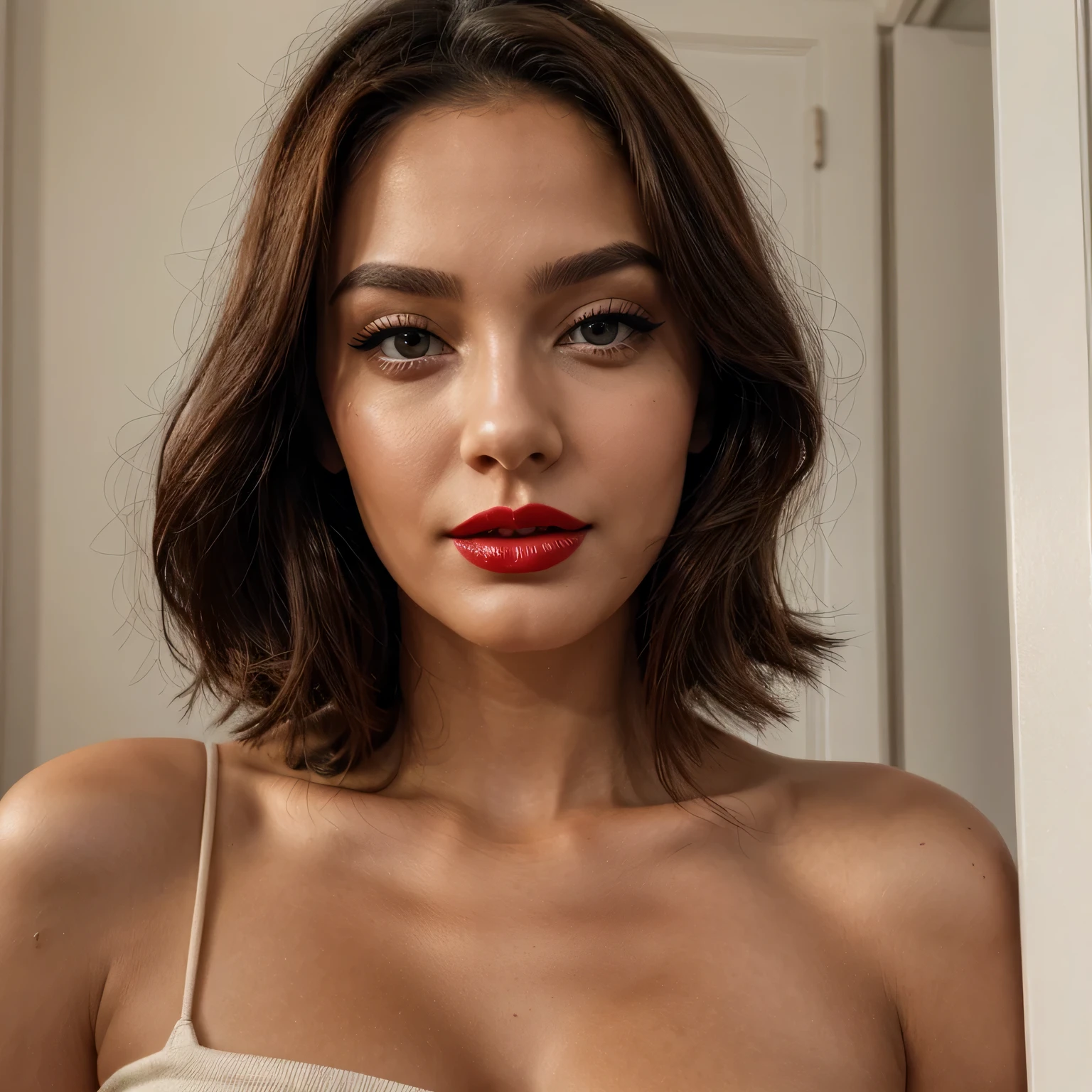 beauty face, red lipstick