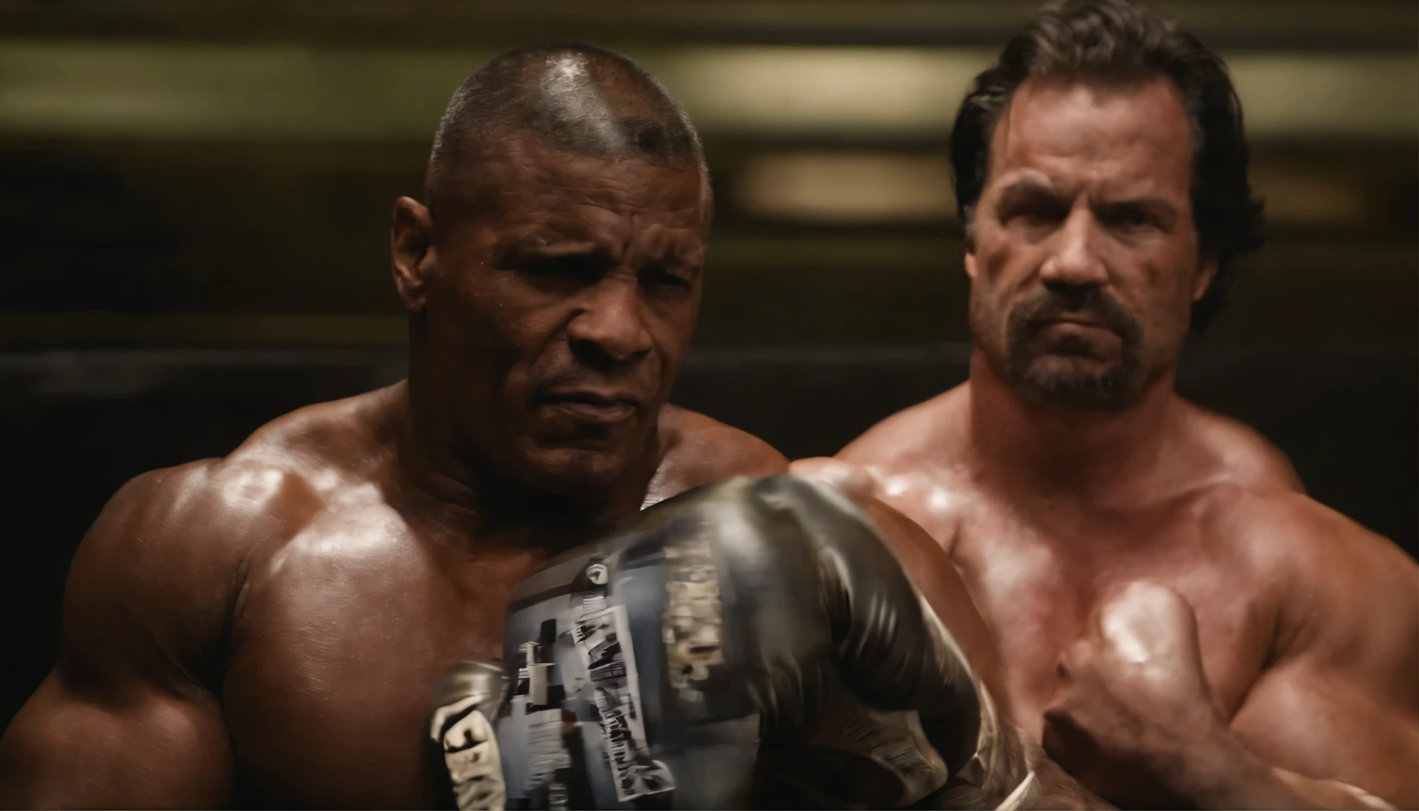 retrato de homem [silvester stallone: mike tyson: 0.5], altamente detalhado, pintura digital, meia noite, low key