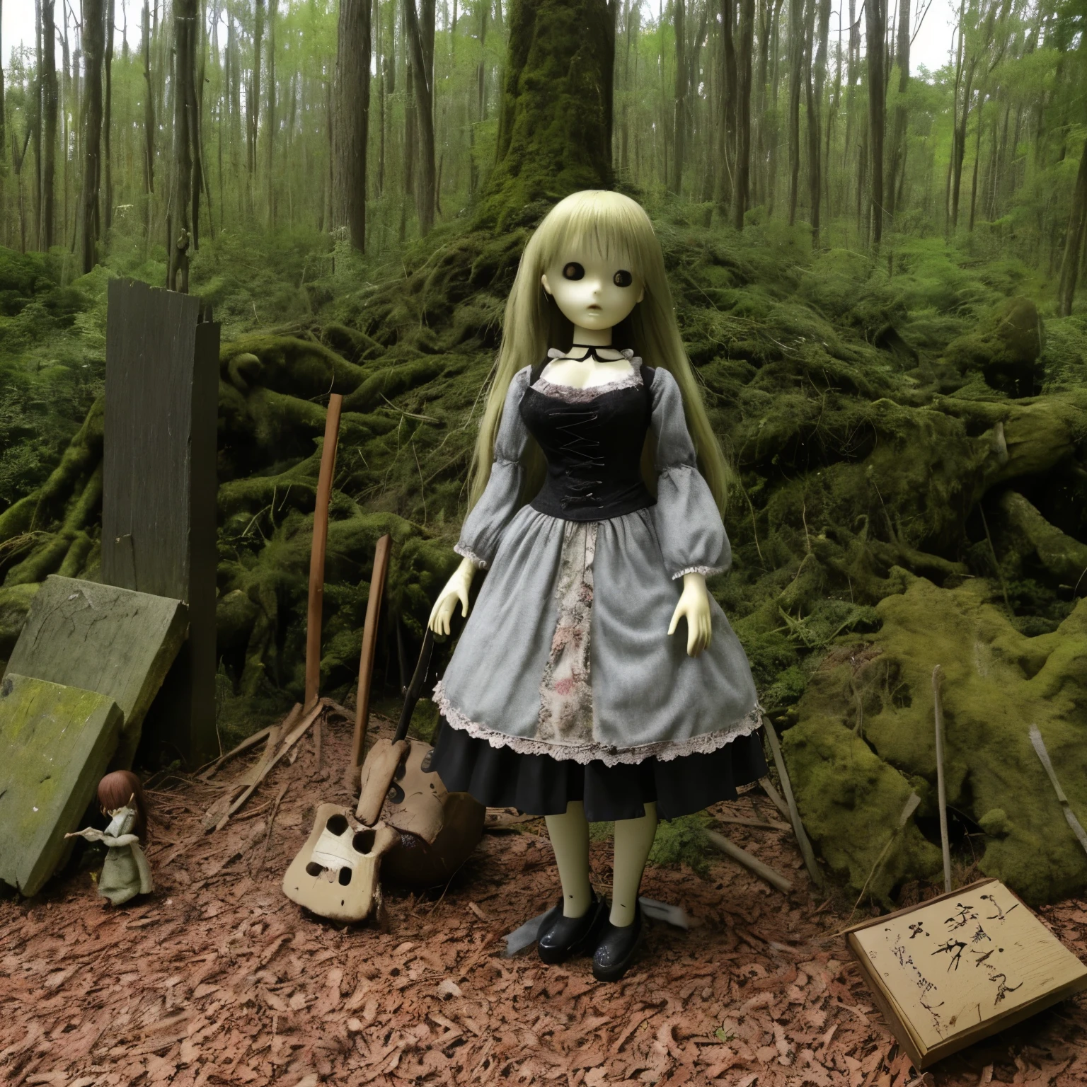 forest、deterioration、Horrible doll、deteriorationした建物