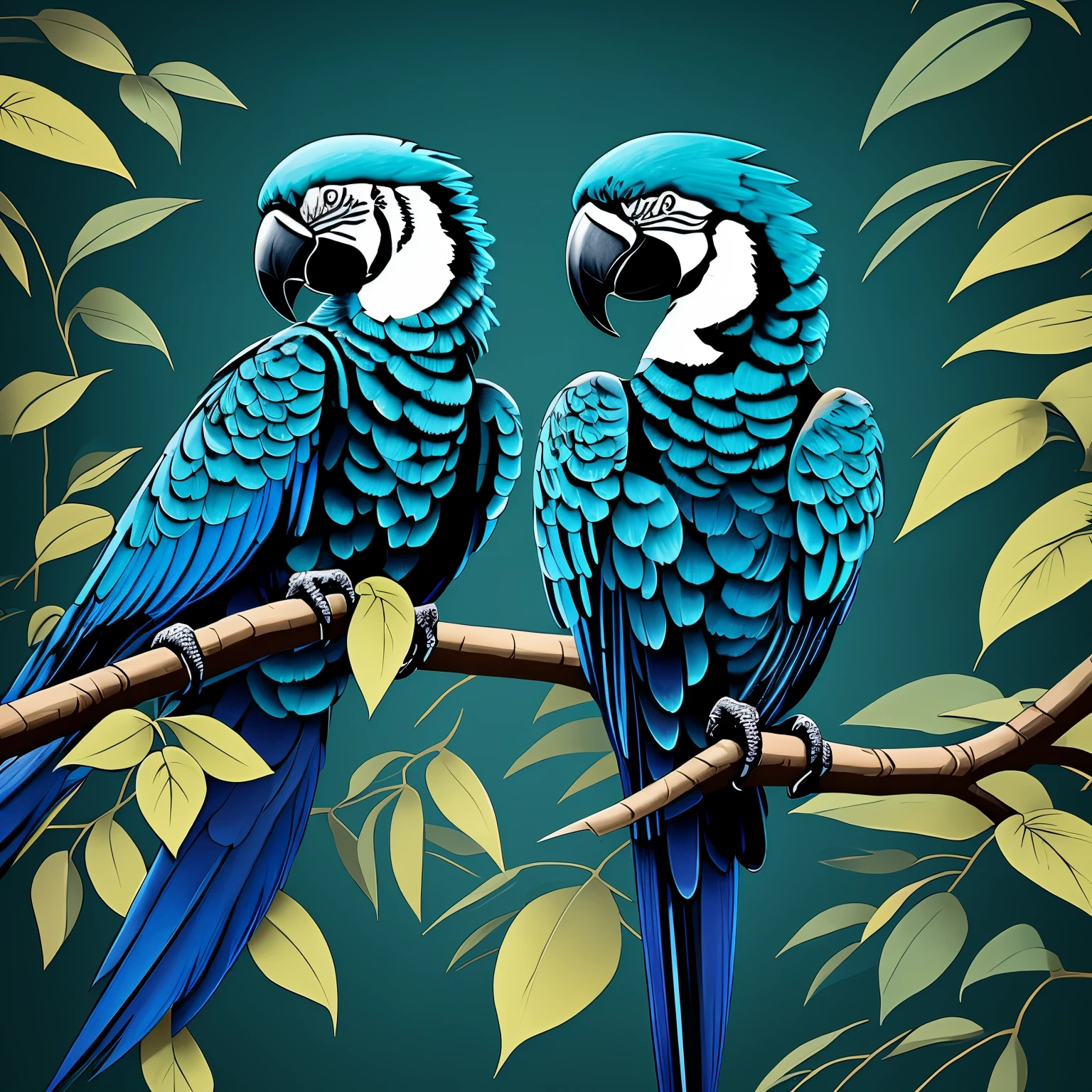 Create blue macaw illustration