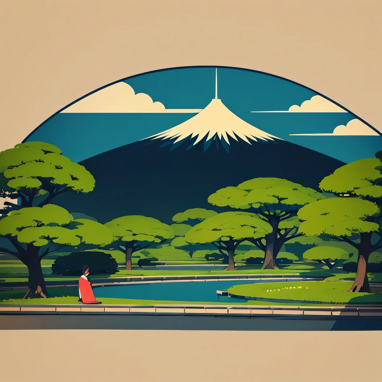 illustration, 2D 60s japan style, no people, plant