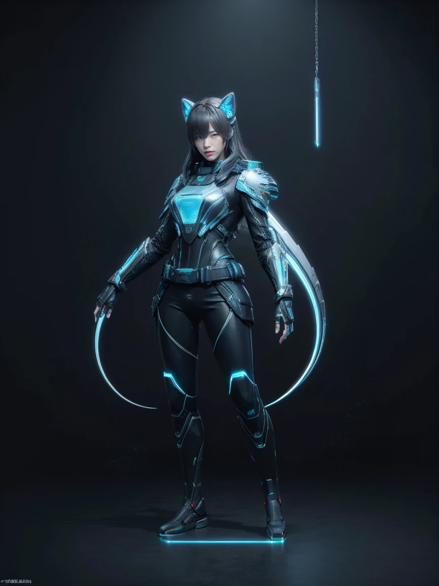 8K, highest quality, masterpiece, realistic, ultra detail,  photograph, HDR, High resolution, movie blue light, official art, High resolution, Depth of written boundary,(emits laser light), girl１name、20-year-old, medium long hair,Take a full body photo、action pose,Blue Universe,cloudy sky、spaceship、Starlight、thunder、Space Battleship
