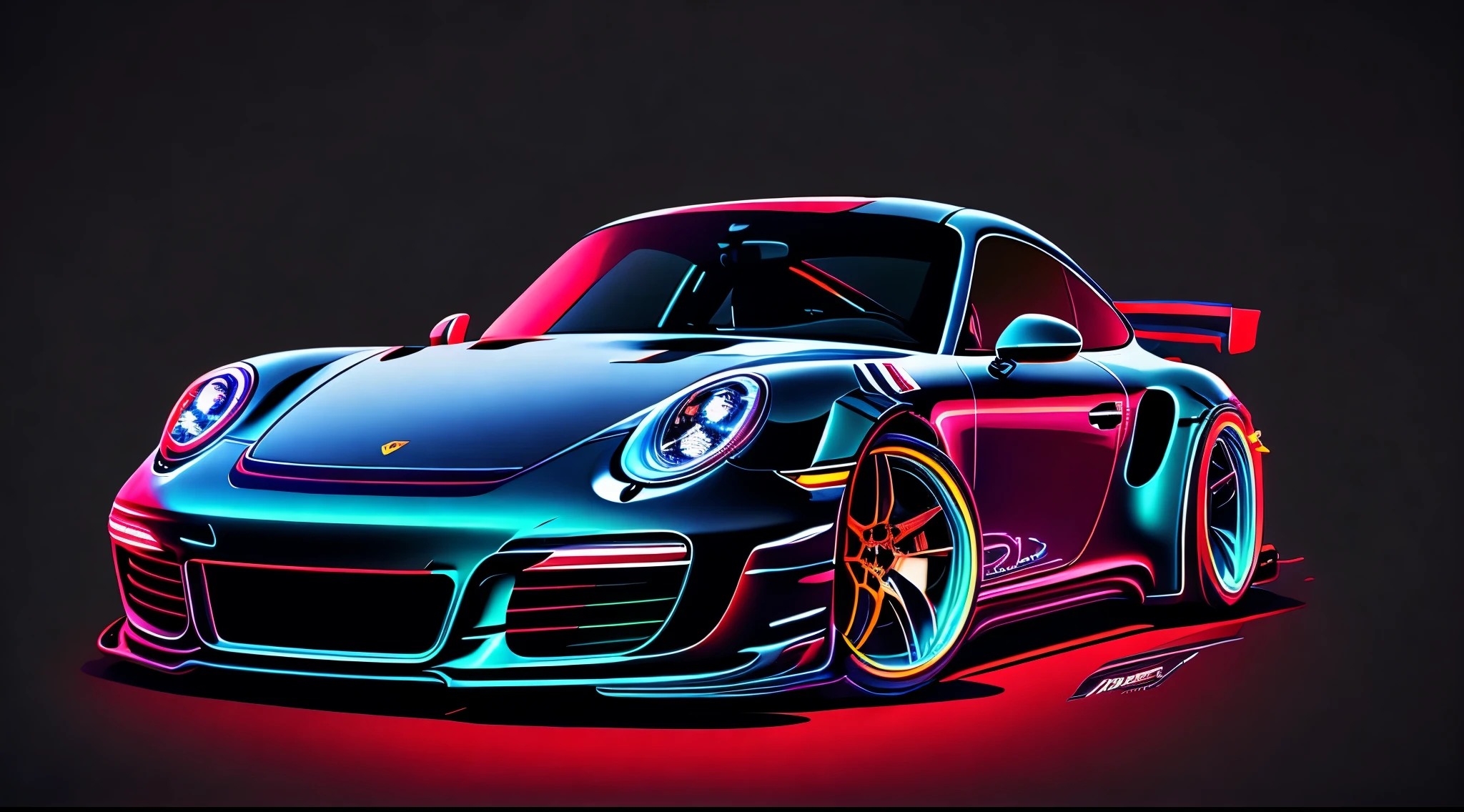 ((Best quality)), ((masterpiece)), (detailed),unique vector art neon porsche 911, rwb,
vector line art, logo, centered, High contrast