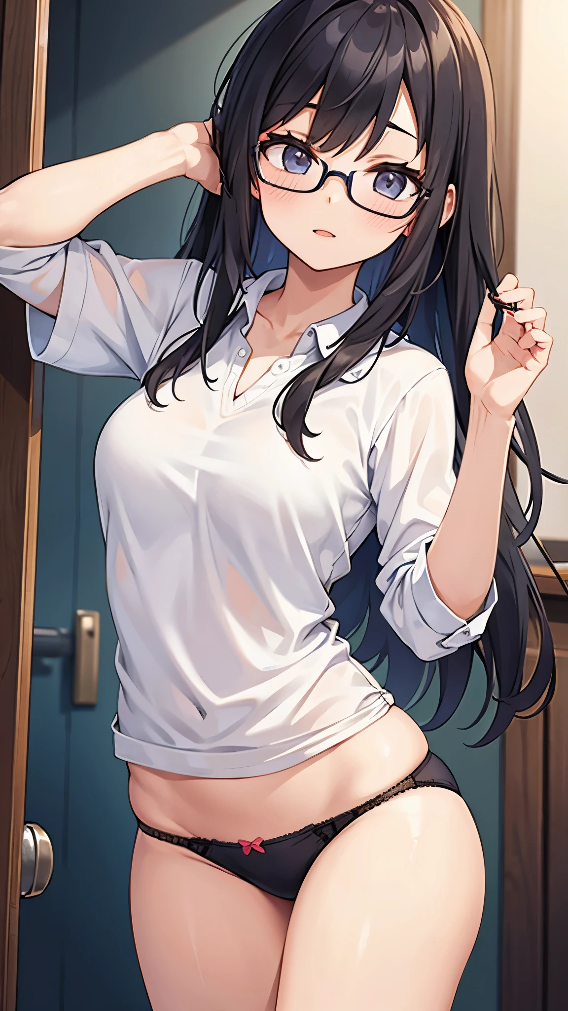 Girl in glasses  panties