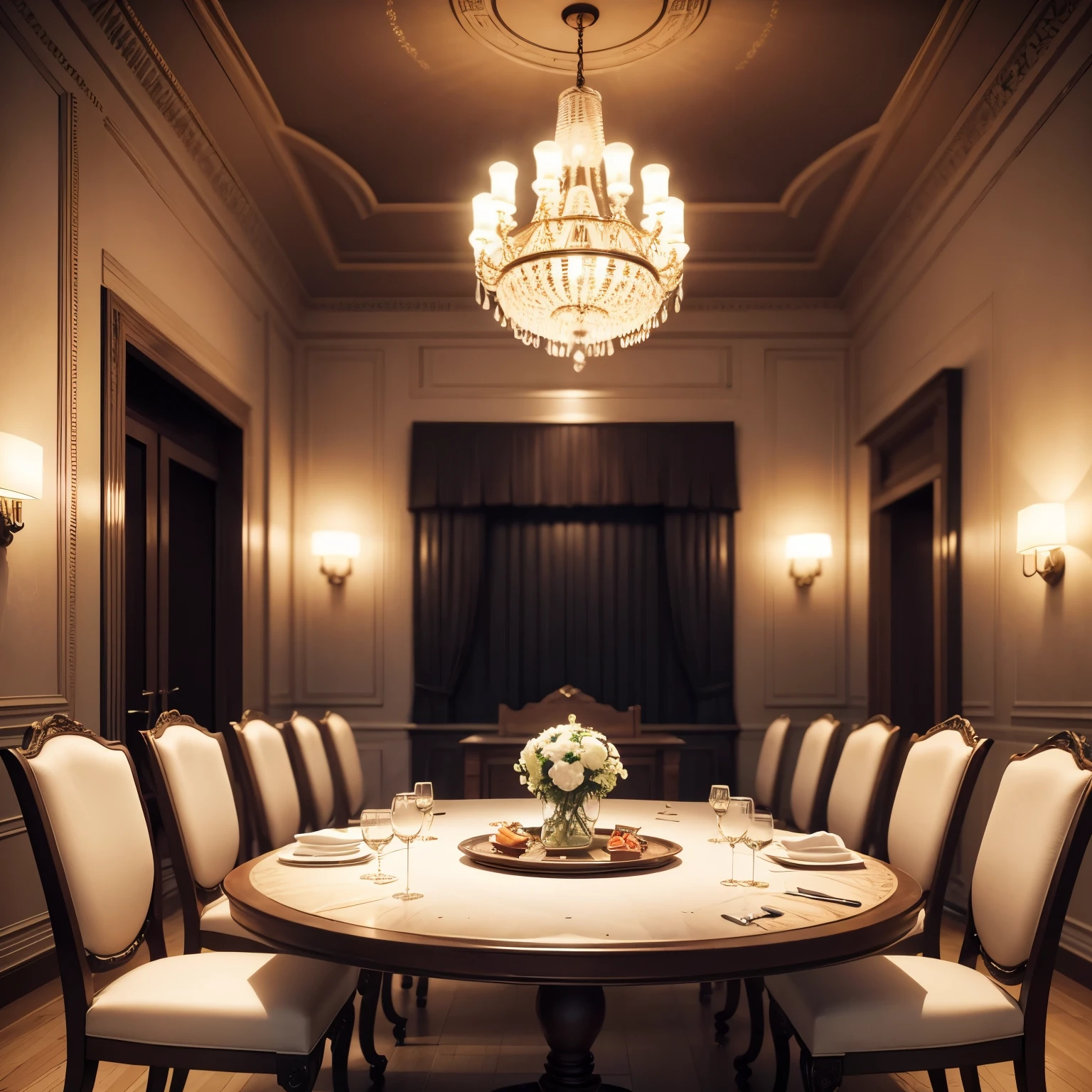 Sala de jantar luxuosa Em tons claros