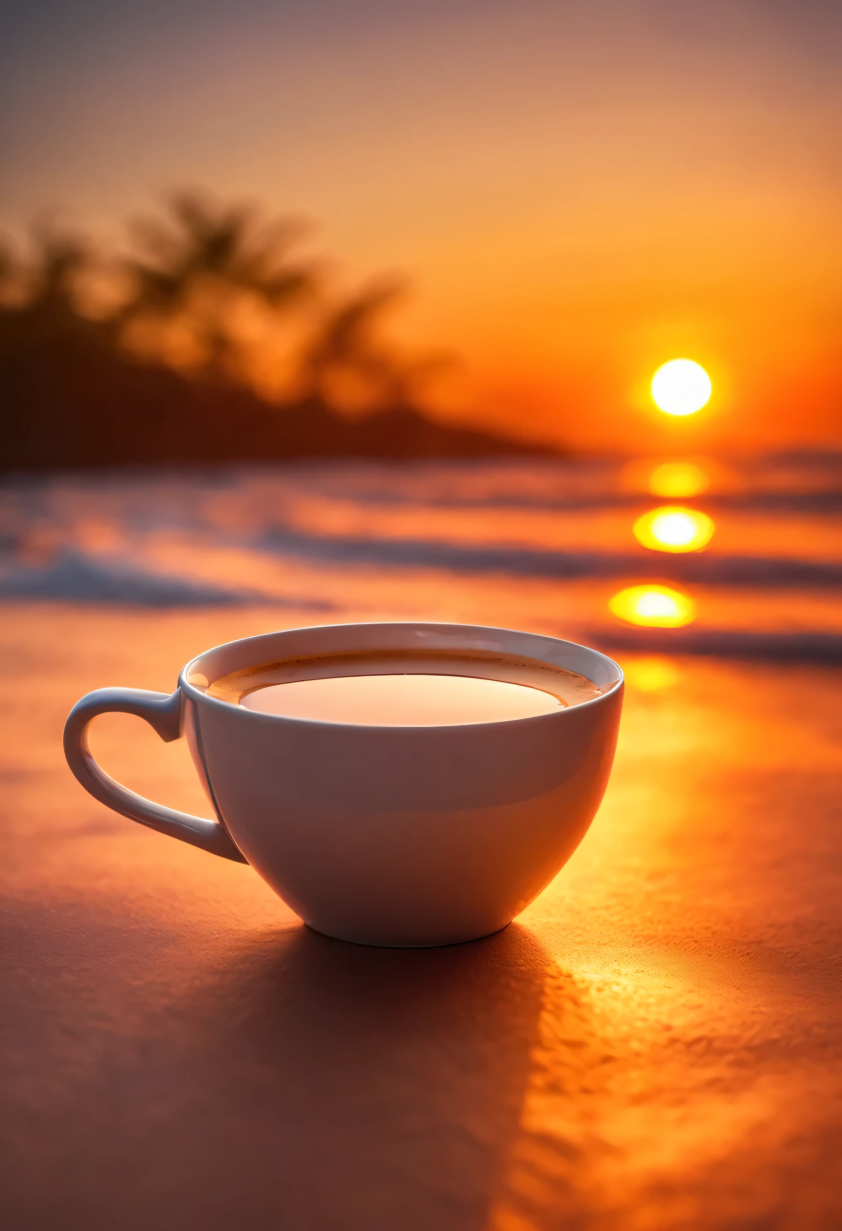 Coffee and Sunrise/Sunset: Capture the warm, soft light of a sunrise or sunset illuminating your coffee cup for a serene and calming image.