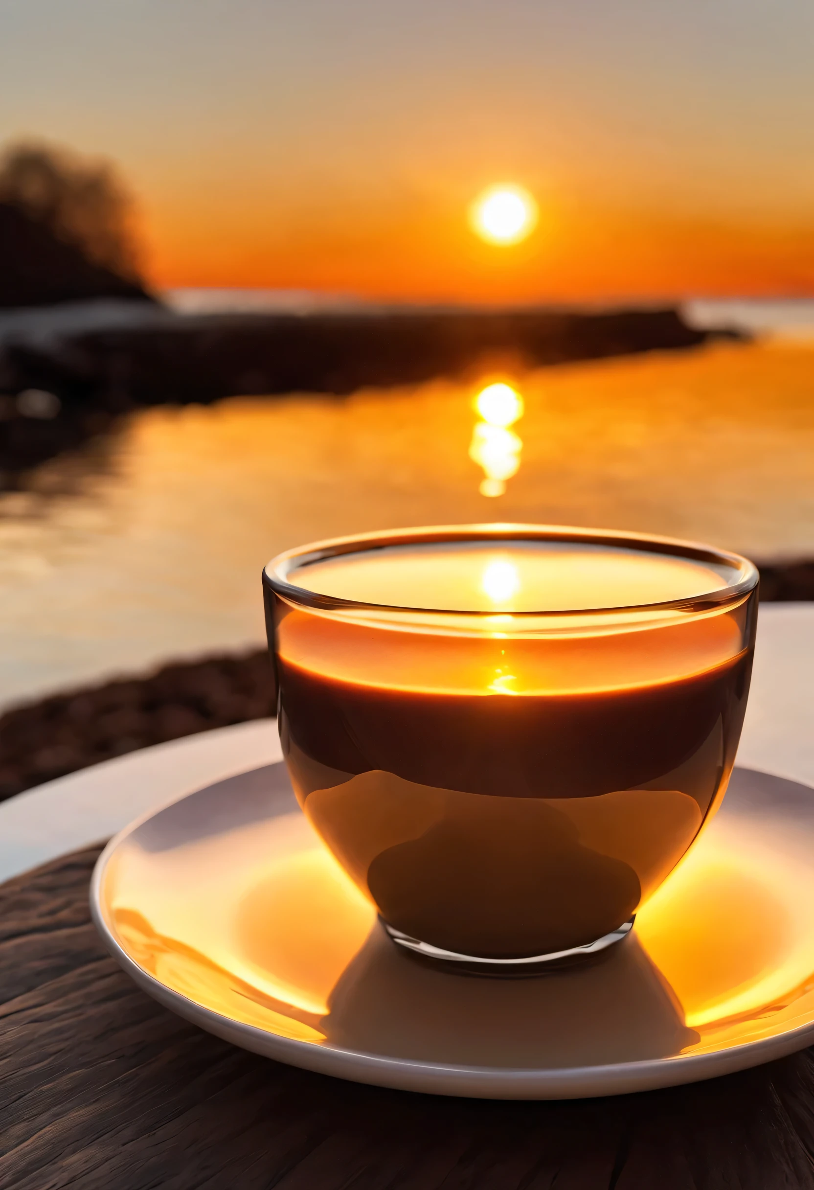Coffee and Sunrise/Sunset: Capture the warm, soft light of a sunrise or sunset illuminating your coffee cup for a serene and calming image.