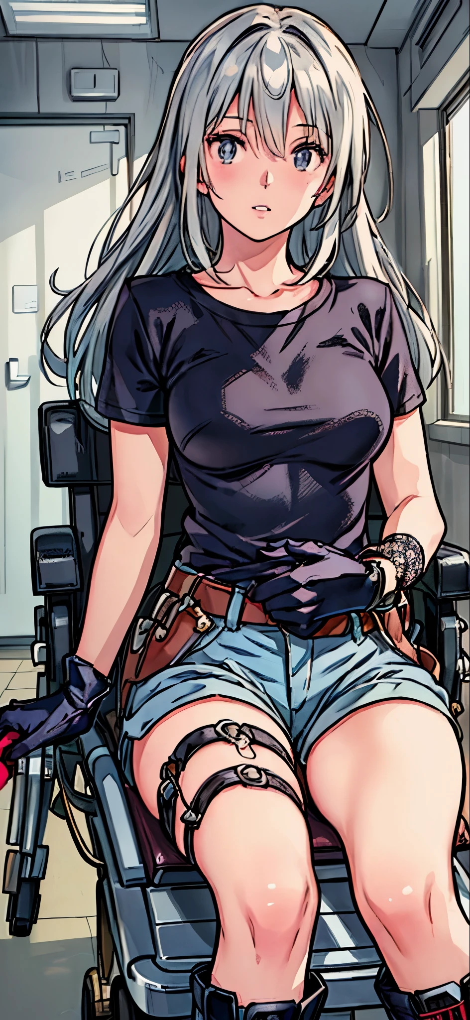 Meisterwerk, best quality, Hogtie, Beautiful girl, Girl Tied Up, tight blue jeans, Big butt, Ballknebel, Girl blushes, Girl lies on her stomach, viele Seile, Girl completely immobile, Girl helpless, Arms tied behind the back, Blick in die Kamera