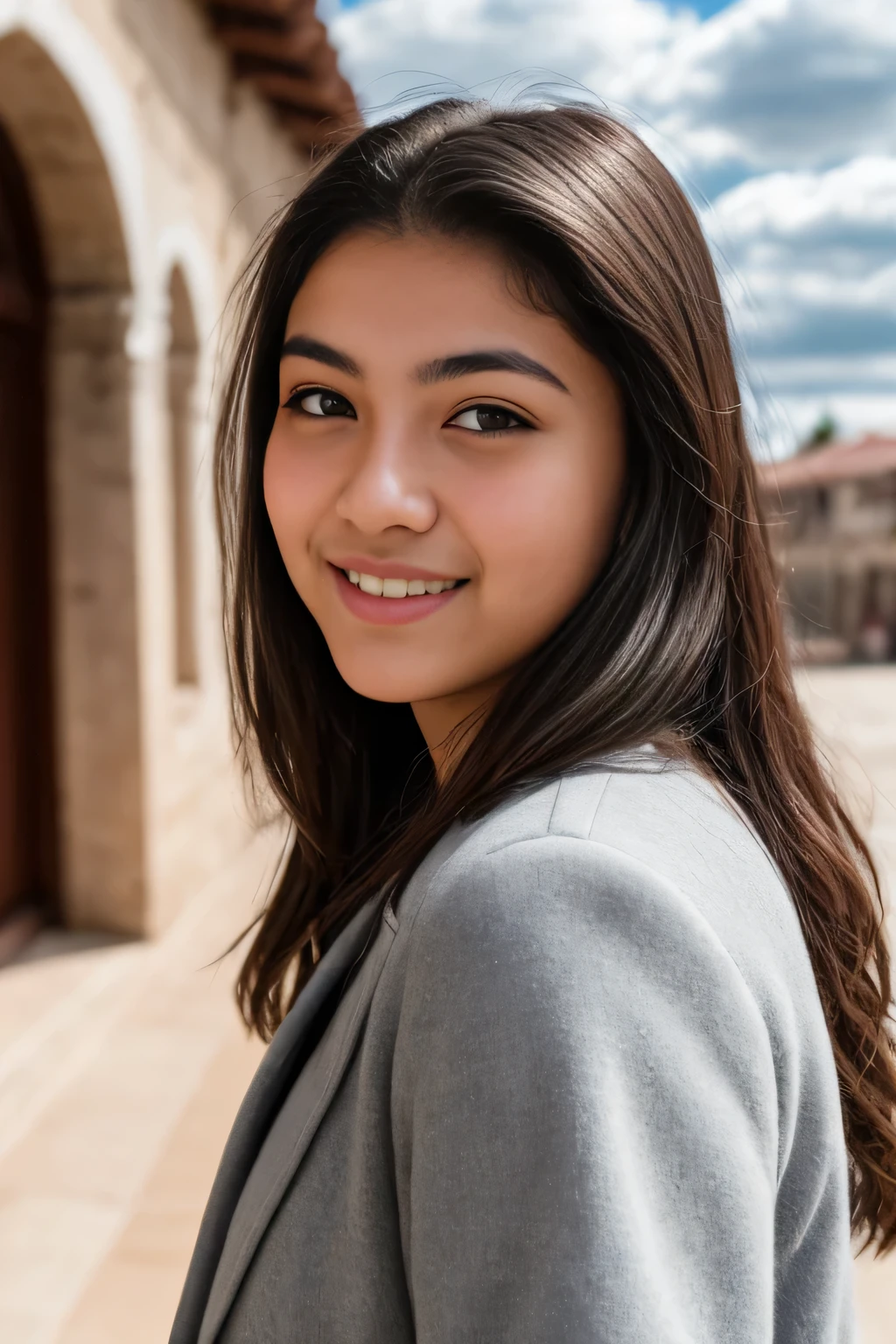 Continuous RAW photos, Photo of 16 years old, Happy, whole body, open air, wear cold clothes, sultanpho, cloudy, detailed face, detailed background , Natural light, HDR, realistic pictures, professional photos, Flirting with viewers, Visual Sexy, realistic, Linda, natural skin, 8K UHD, high quality, film grain, Fujifilm XT3