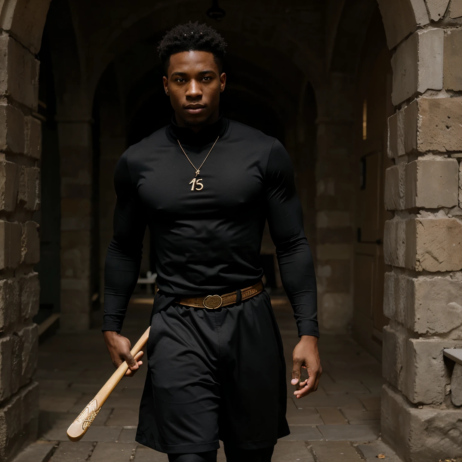 Black athletic male wizard 30 years old