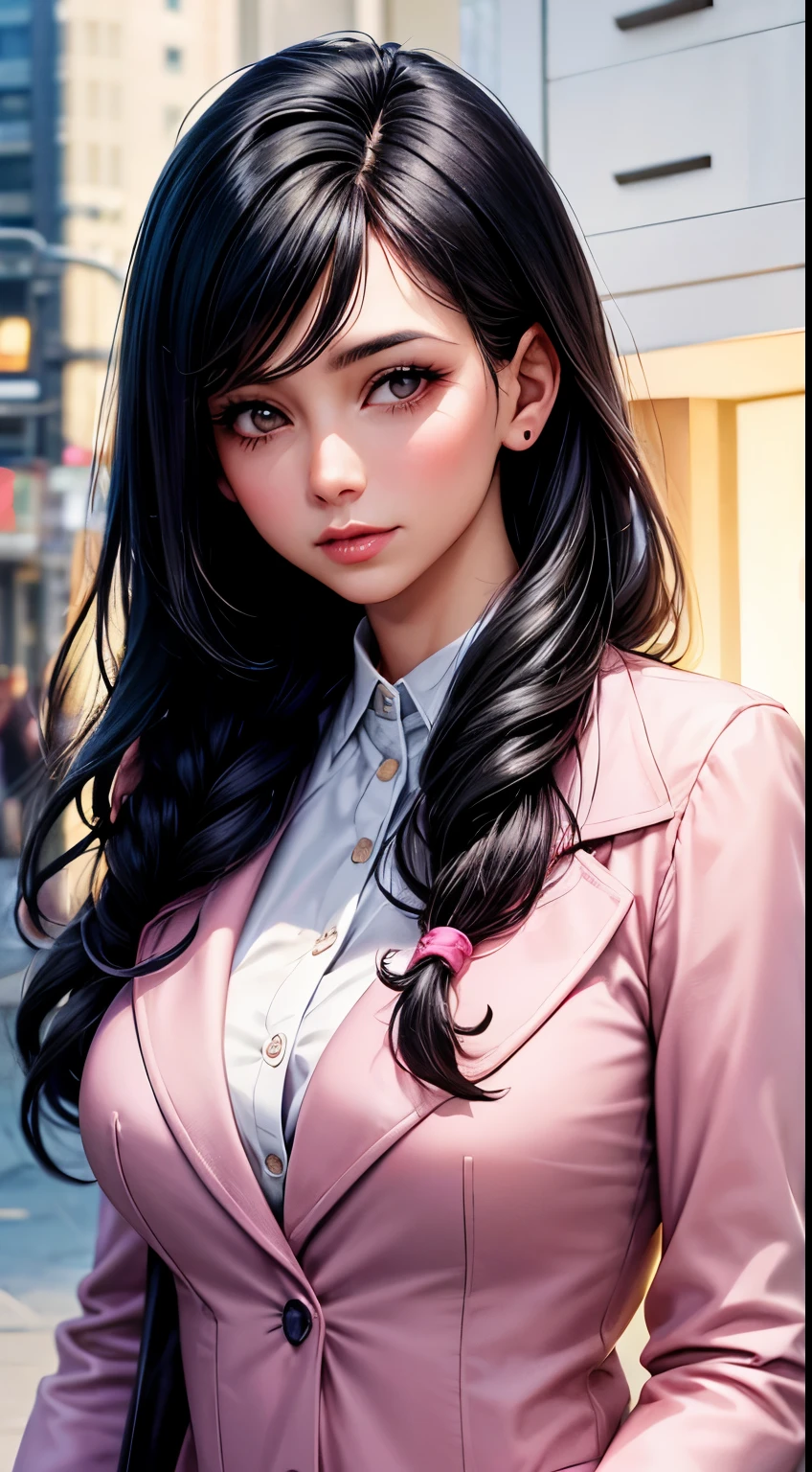 Woman, 30 years, adult, black hair, sexy lawyer, lawyer clothes, nigth, soft ligth, pink lips, face detail, from above, fingers --style realistic-imagine -
