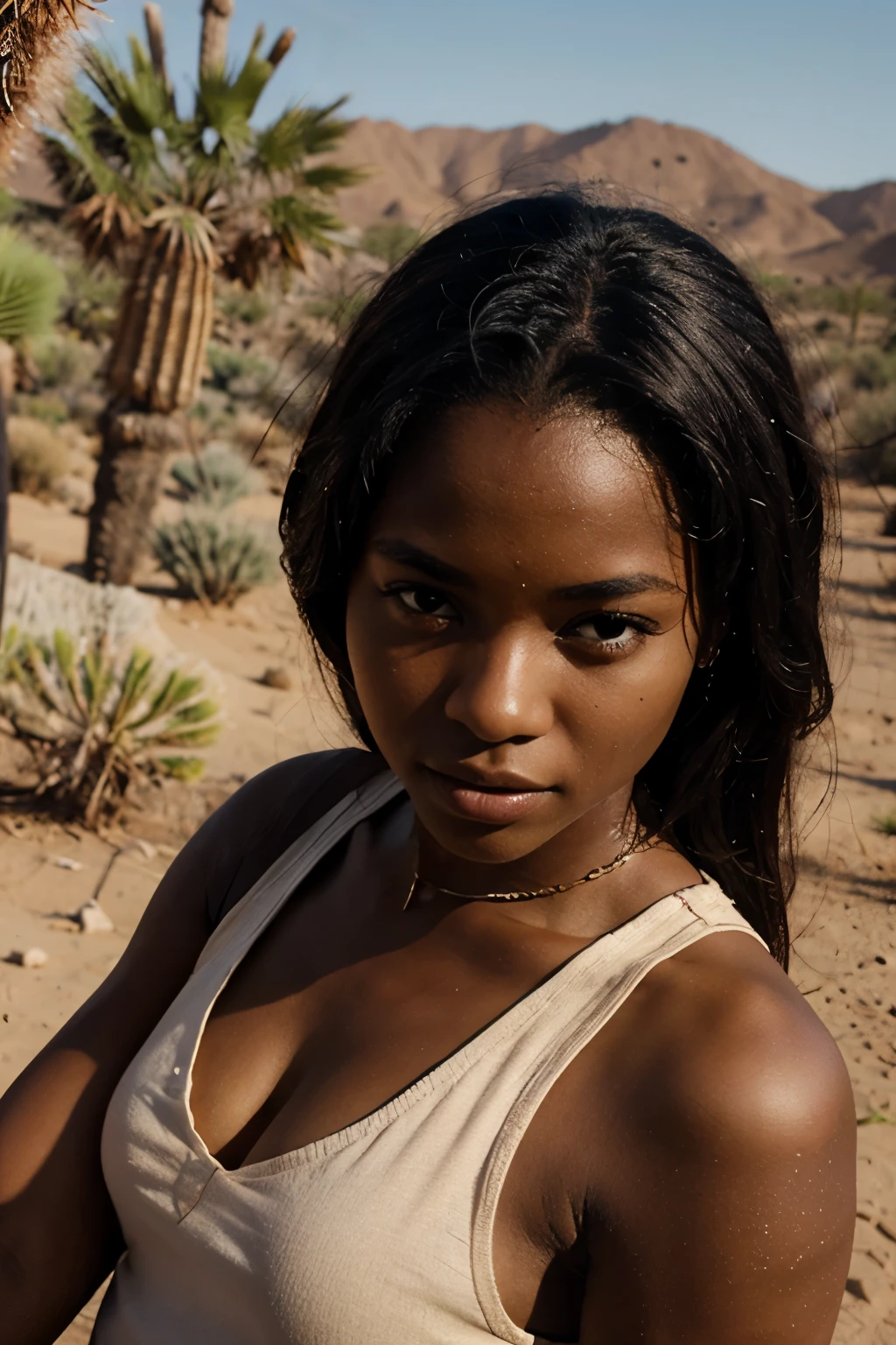 10 images African woman, 18 years old, model, in the desert