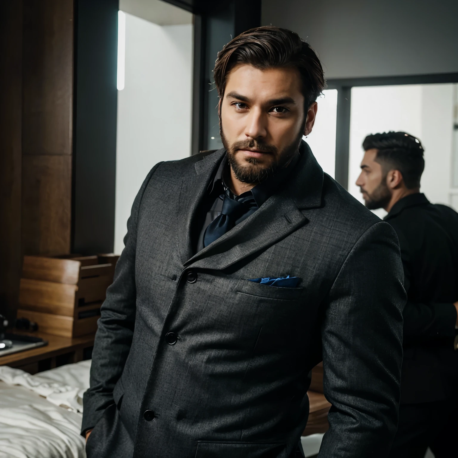 Good looking male detective with beard 