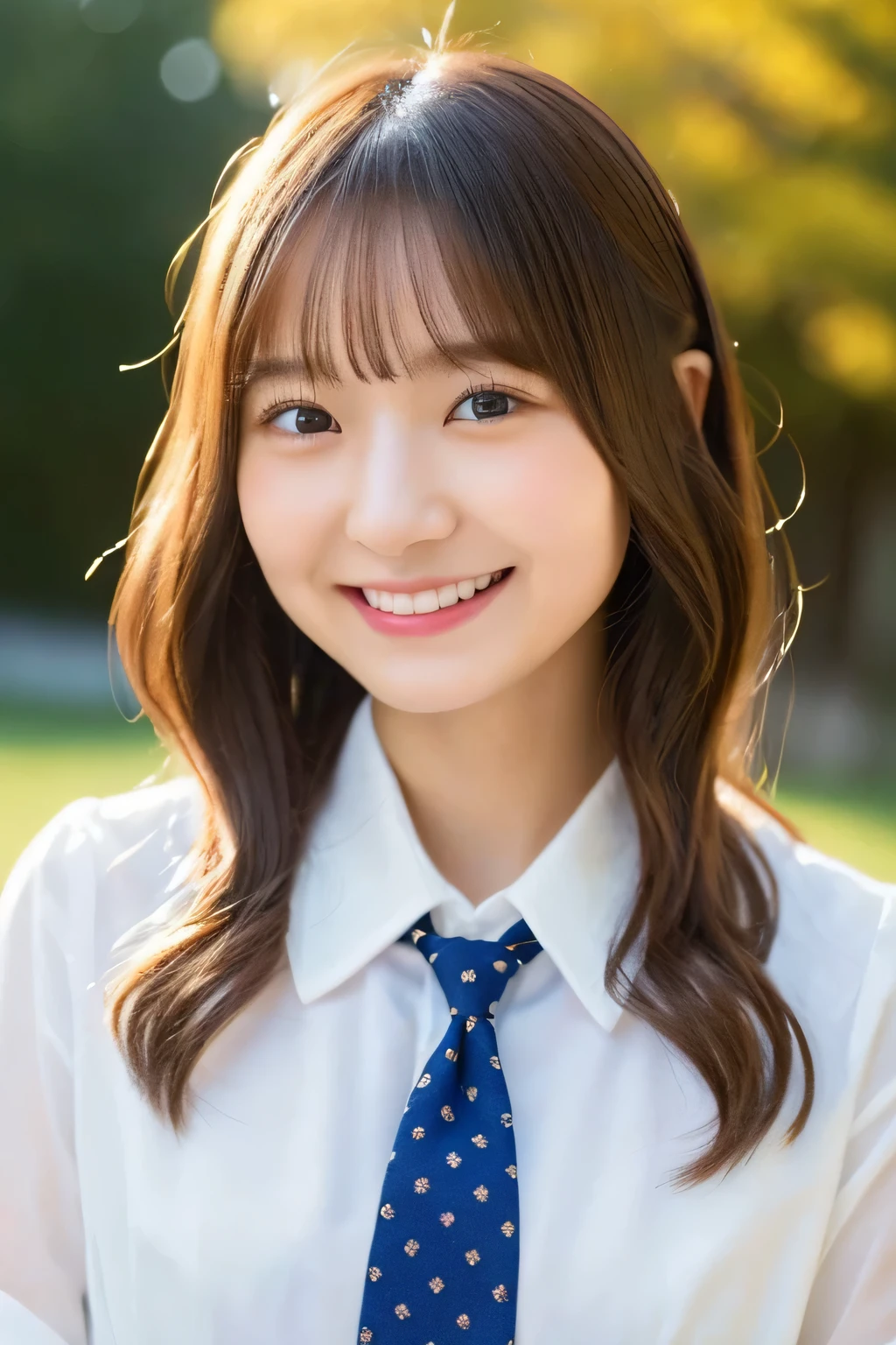 (highest quality, 8K, 32K, masterpiece, UHD:1.2),hyper detail hair,かわいいjapanese girlの写真,1 girl,18-year-old,japanese girl,(young:1.5),,white shirt,bow tie, (please reconsider:1.2), evening, sunburst, ((smile:1.2)),